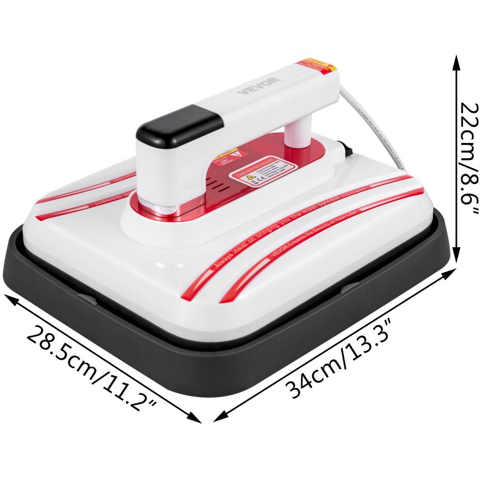 VEVOR Heat Press 12 x 10 Inch Easy Press 800W 4 in 1 Red Portable Easy Mini Press Vibration Function Press Machine Double-Tube Heating Mini Press for Mugs & Caps with Highly-Sensitive Touch Screen