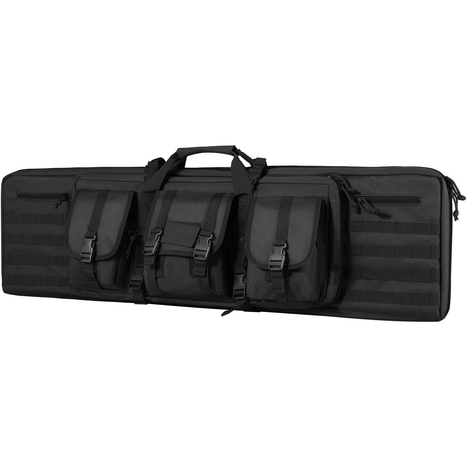 36" Tactical Rifle Bag with Lockable Zipper - Soft Double Gun Case for 2 Rifles & Pistols, 3 Storage Pockets, Molle System, Black