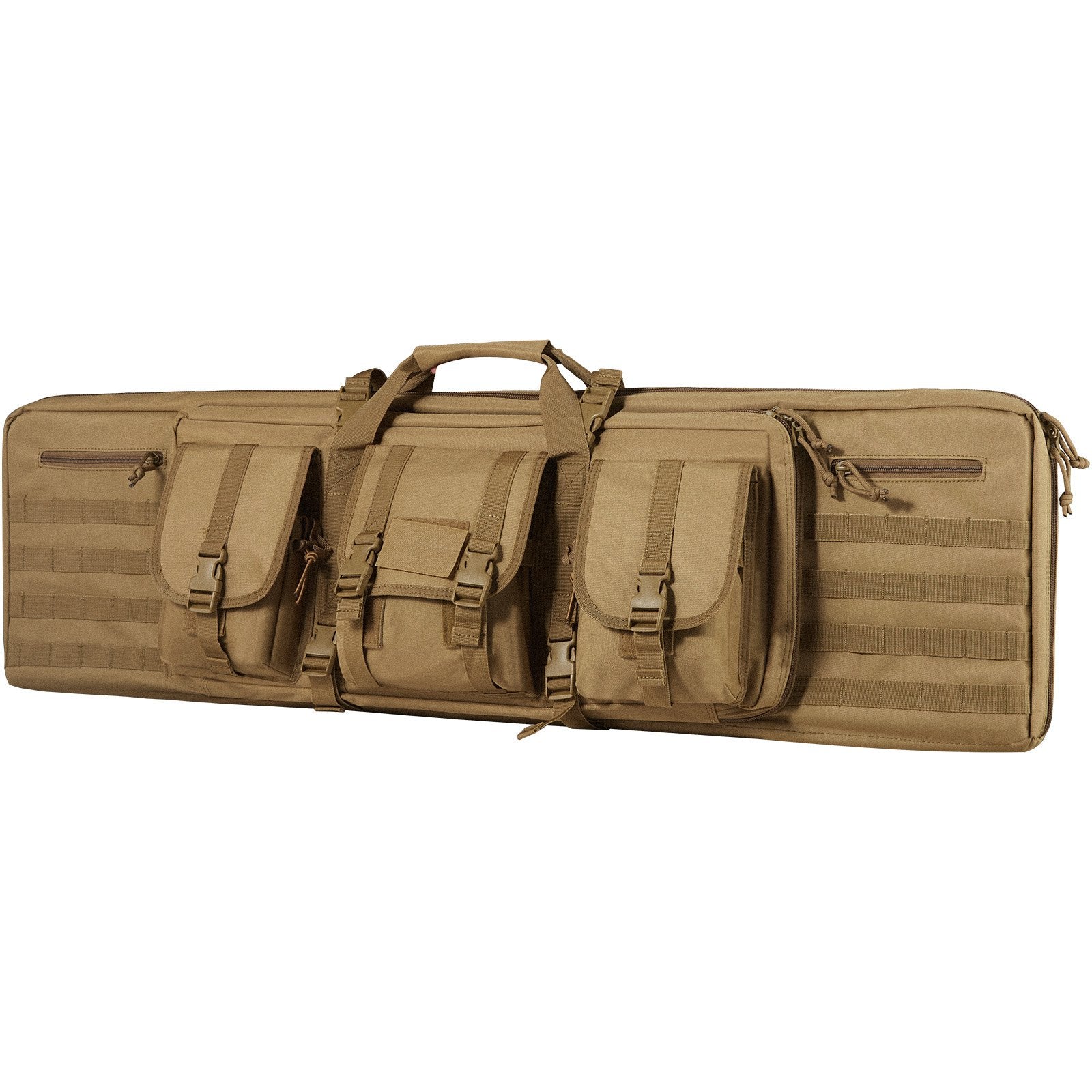 42" Tactical Double Rifle Case, Lockable Zipper, 3 Storage Pockets, Shoulder Strap, Holds 2 Rifles & Pistols, Waterproof, Durable 600D Polyester