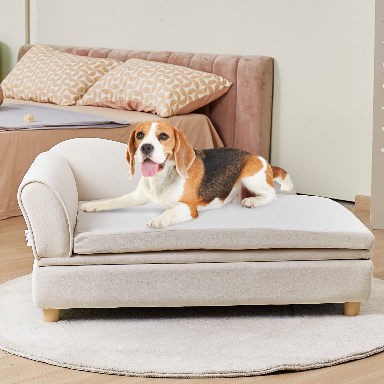 Luxurious Pet Sofa for Large Dogs & Cats - Soft Velvet Couch, 110 lbs Capacity, Quick Assembly, Stylish White Design