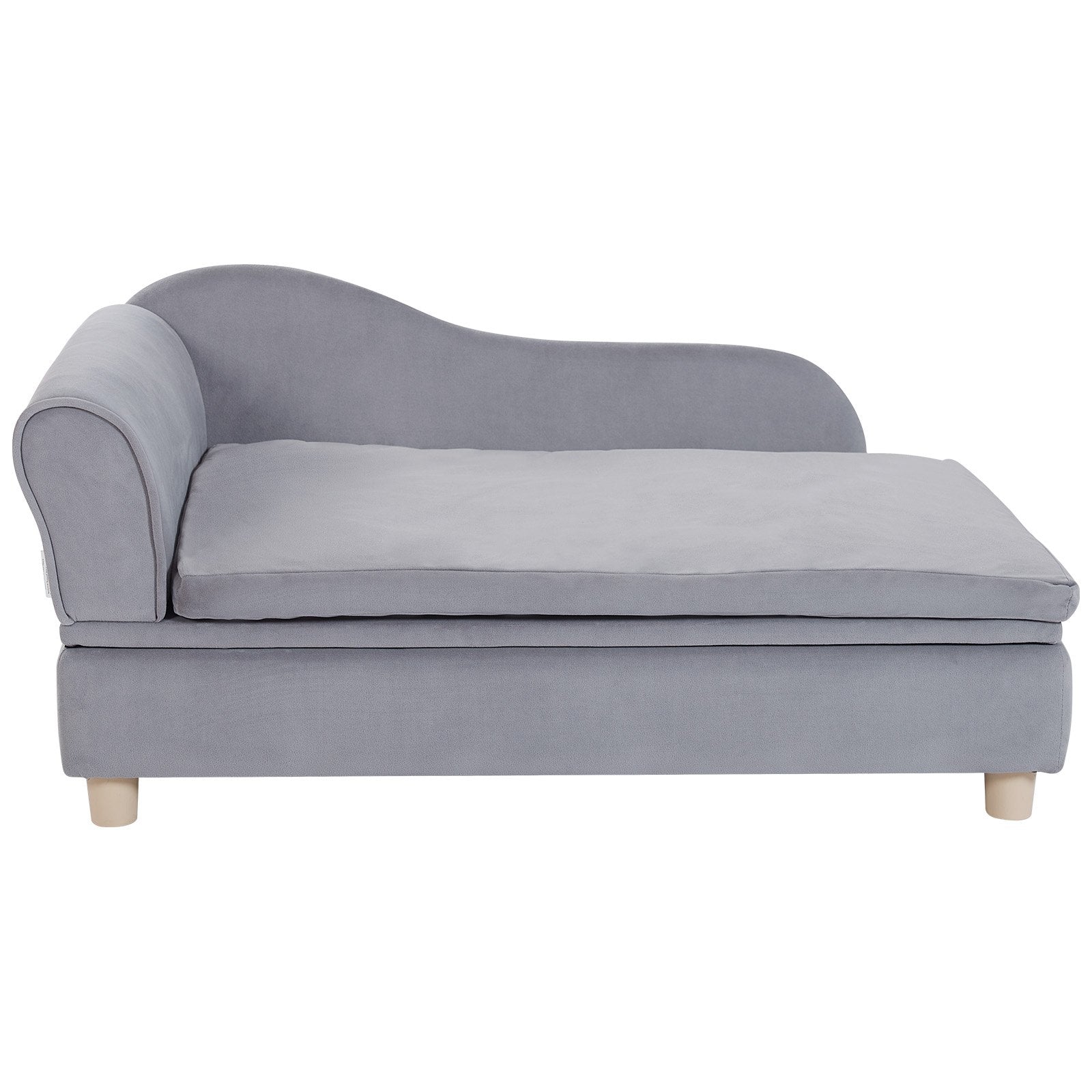 Luxurious Grey Velvet Pet Sofa Bed for Large Dogs & Cats, 110 lbs Capacity - Stylish, Comfy Couch with Quick Assembly