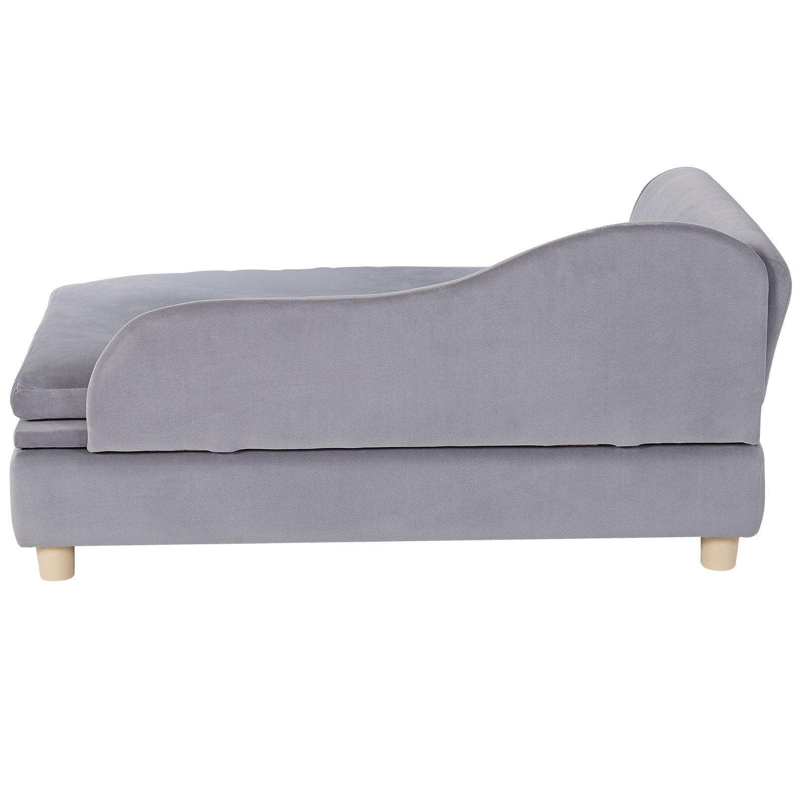 Luxurious Grey Velvet Pet Sofa Bed for Large Dogs & Cats, 110 lbs Capacity - Stylish, Comfy Couch with Quick Assembly