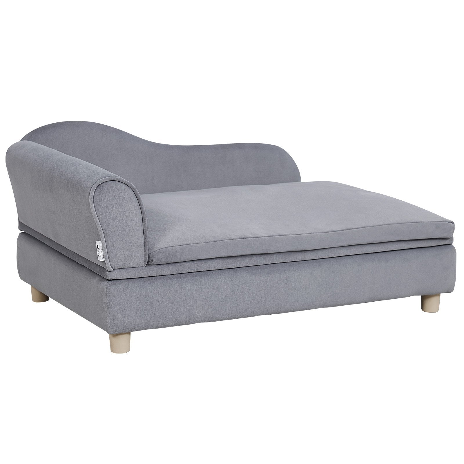 Luxurious Grey Velvet Pet Sofa Bed for Large Dogs & Cats, 110 lbs Capacity - Stylish, Comfy Couch with Quick Assembly