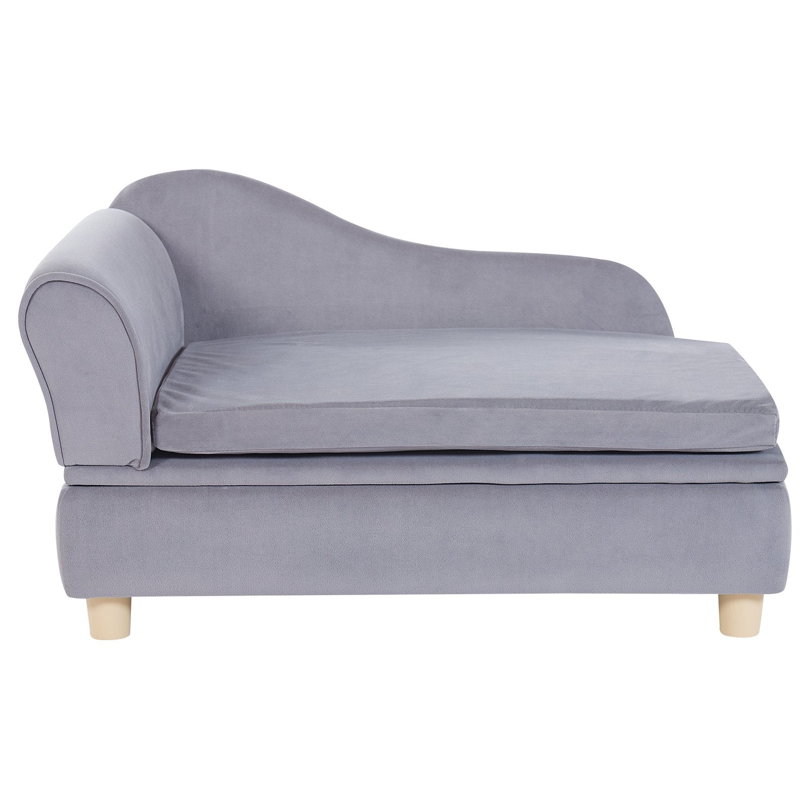 Luxurious Grey Velvet Pet Sofa Bed for Medium Dogs & Cats - Stylish Dog Couch with 81 lbs Capacity, Easy Assembly & Plush Comfort