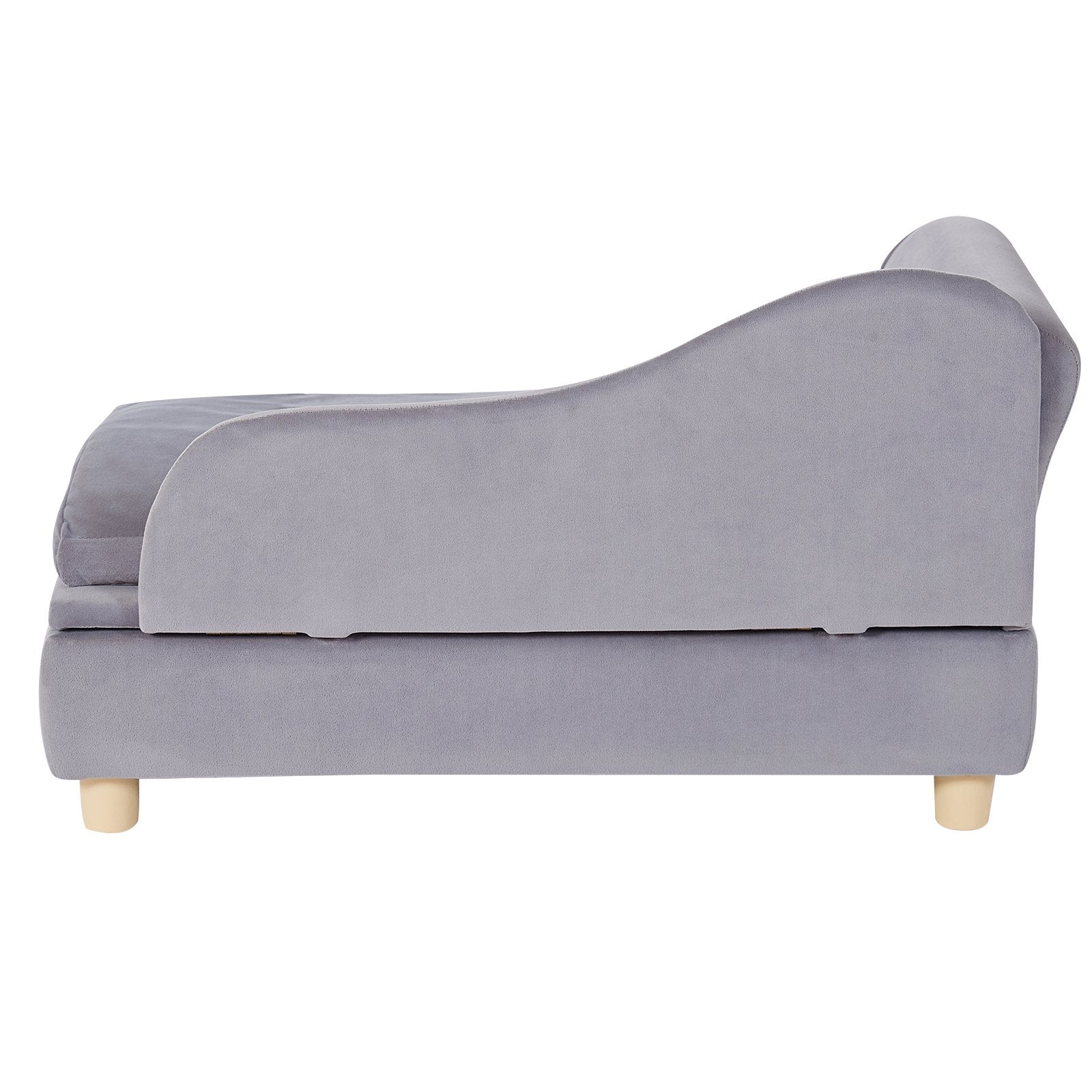 Luxurious Grey Velvet Pet Sofa Bed for Medium Dogs & Cats - Stylish Dog Couch with 81 lbs Capacity, Easy Assembly & Plush Comfort