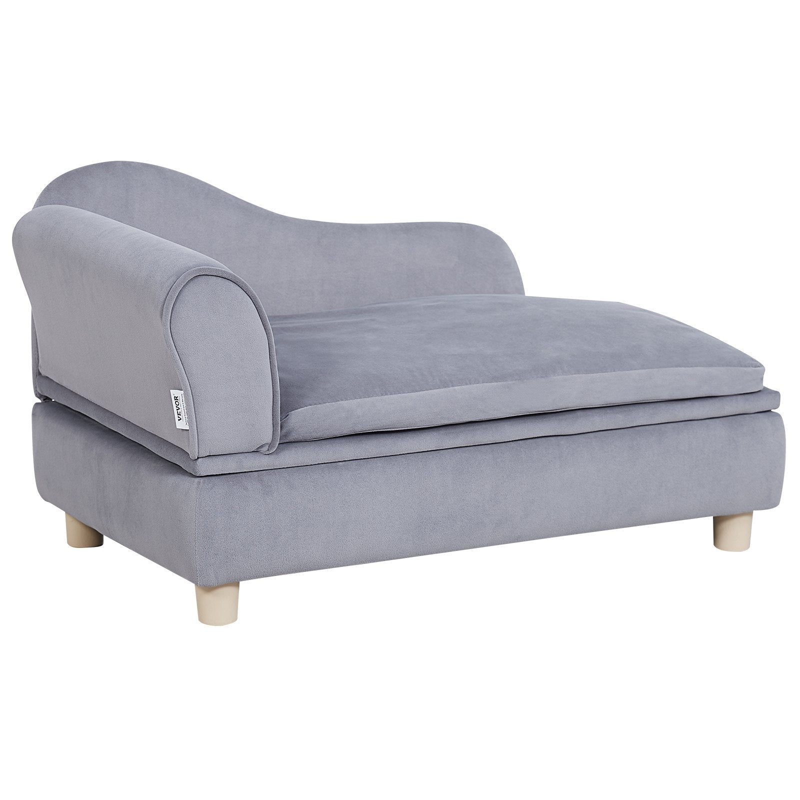 Luxurious Grey Velvet Pet Sofa Bed for Medium Dogs & Cats - Stylish Dog Couch with 81 lbs Capacity, Easy Assembly & Plush Comfort