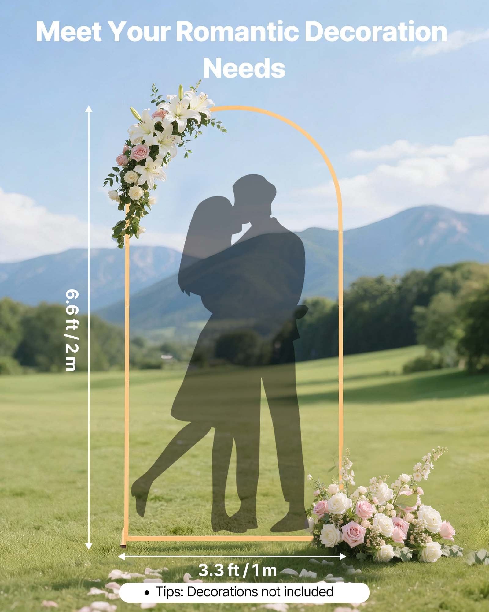 Elegant Gold Metal Arch Backdrop Stand for Weddings, Parties, and Events - 6.6x3.3 ft, Easy Assembly, Stable, Versatile Decoration Frame
