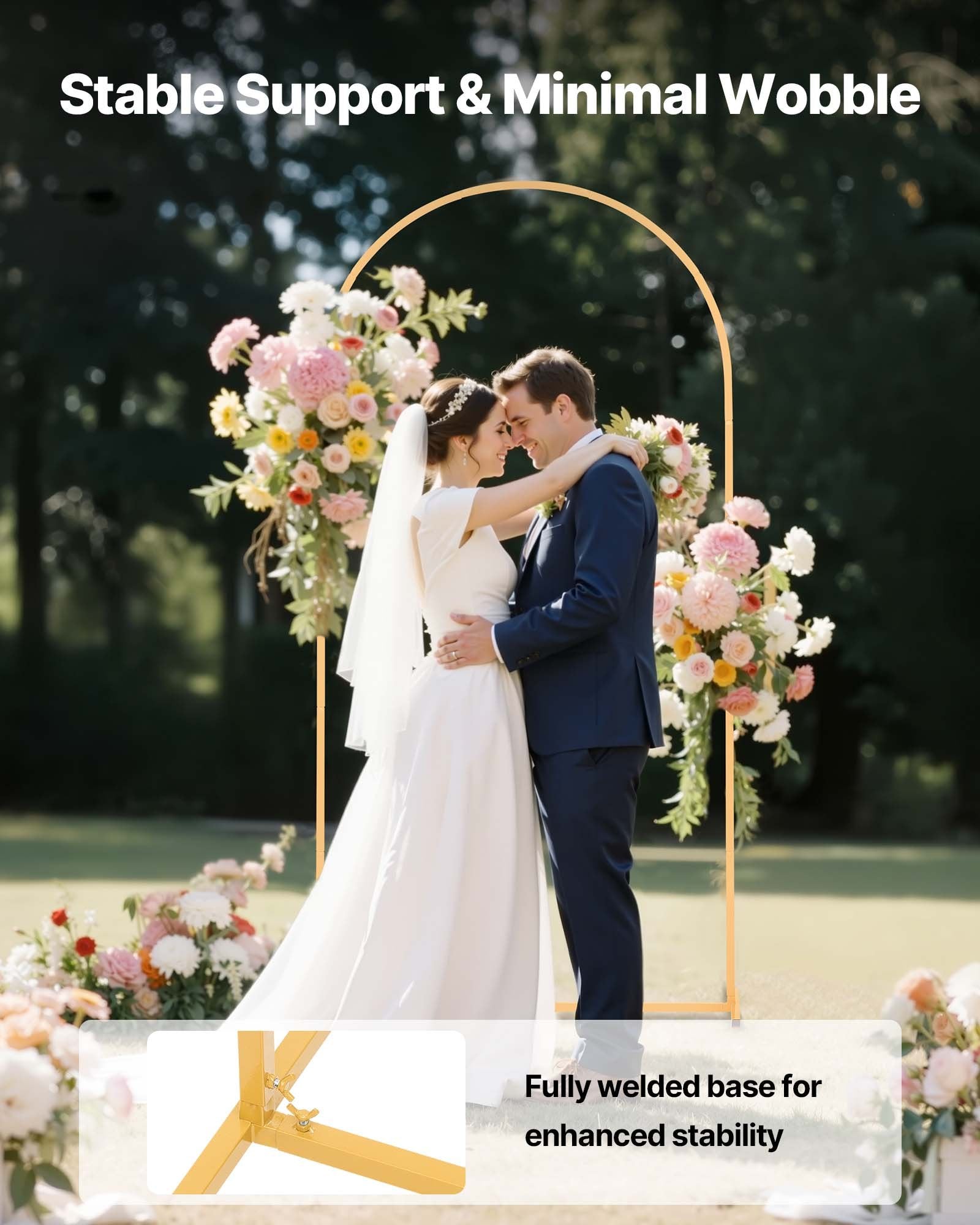 Elegant Gold Metal Arch Backdrop Stand for Weddings, Parties, and Events - 6.6x3.3 ft, Easy Assembly, Stable, Versatile Decoration Frame
