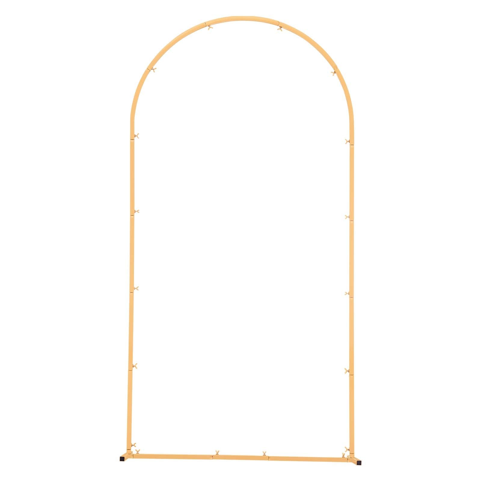Elegant Gold Metal Arch Backdrop Stand for Weddings, Parties, and Events - 6.6x3.3 ft, Easy Assembly, Stable, Versatile Decoration Frame