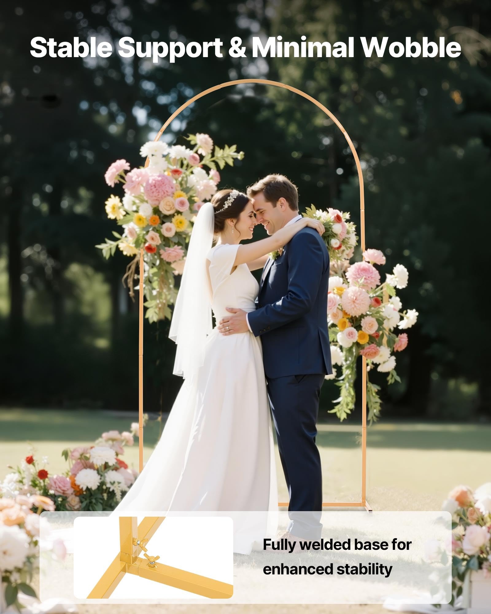 Gold Metal Arch Backdrop Stand, 7.2 x 4 ft, Semi-Circular Frame for Wedding, Birthday, Graduation, and Ceremony Decor, Easy Assembly, Stable Structure