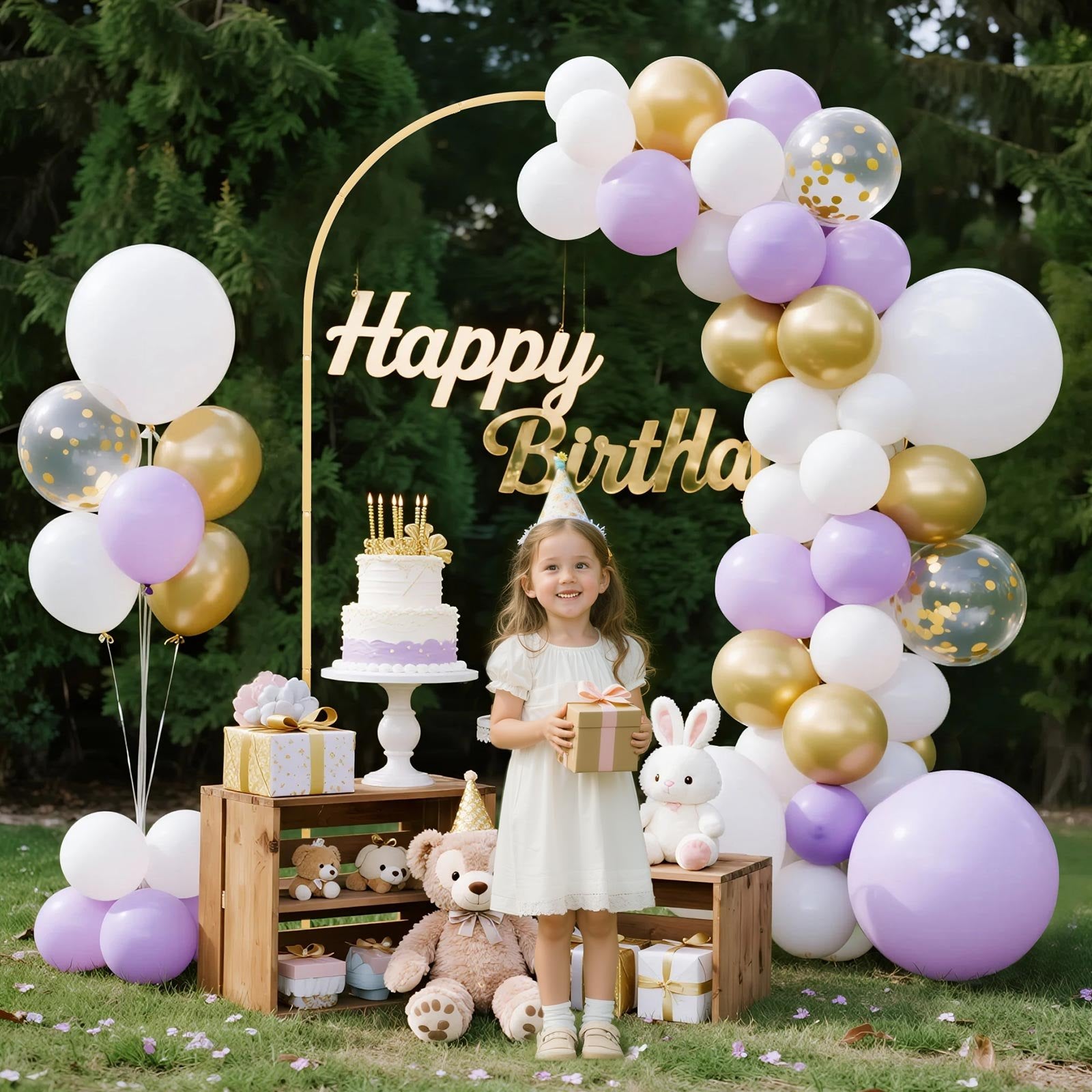 Gold Metal Arch Backdrop Stand, 7.2 x 4 ft, Semi-Circular Frame for Wedding, Birthday, Graduation, and Ceremony Decor, Easy Assembly, Stable Structure