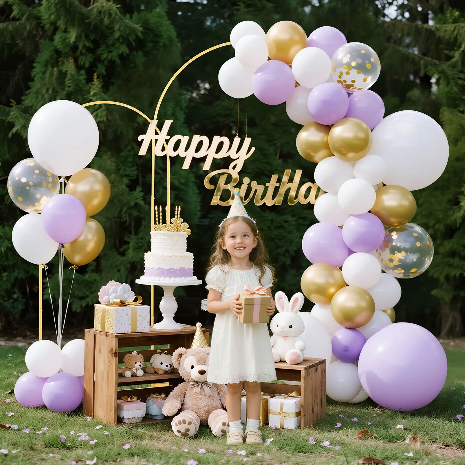 Elegant Gold Metal Arch Backdrop Stand Set - 7.2 ft & 6 ft, Easy Assembly for Weddings, Parties, Ceremonies, Graduations, and Events Decor