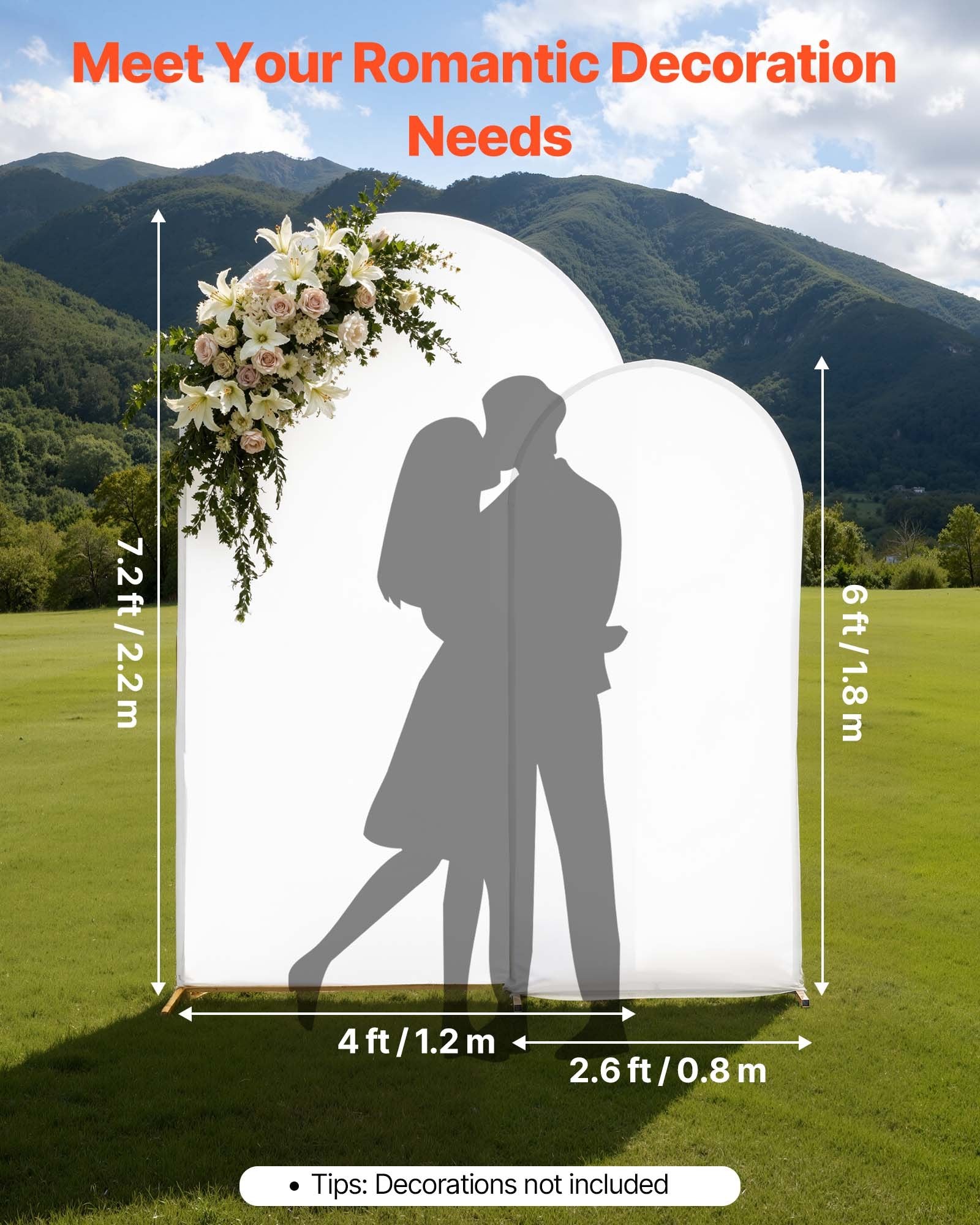 Elegant Gold Arch Backdrop Stand Set - 7.2ft & 6ft, Easy Assembly, Stable Structure for Weddings, Parties, and Celebrations with Cover