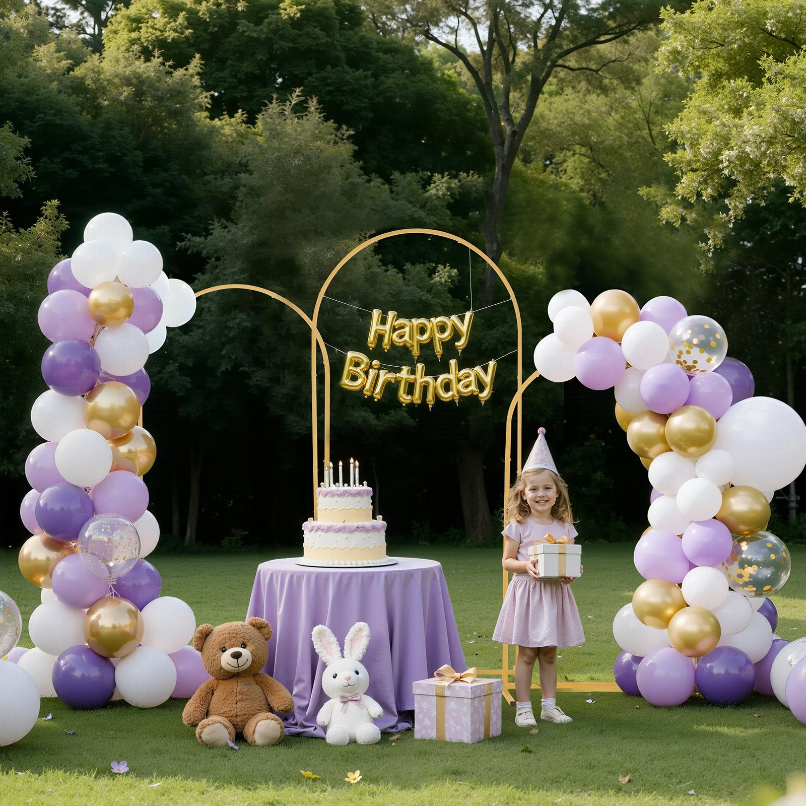 Set of 3 Gold Metal Arch Backdrop Stands, 6/5/4 ft, Perfect for Weddings, Birthdays, Graduations, Holiday Celebrations, Ceremonies, Easy to Assemble