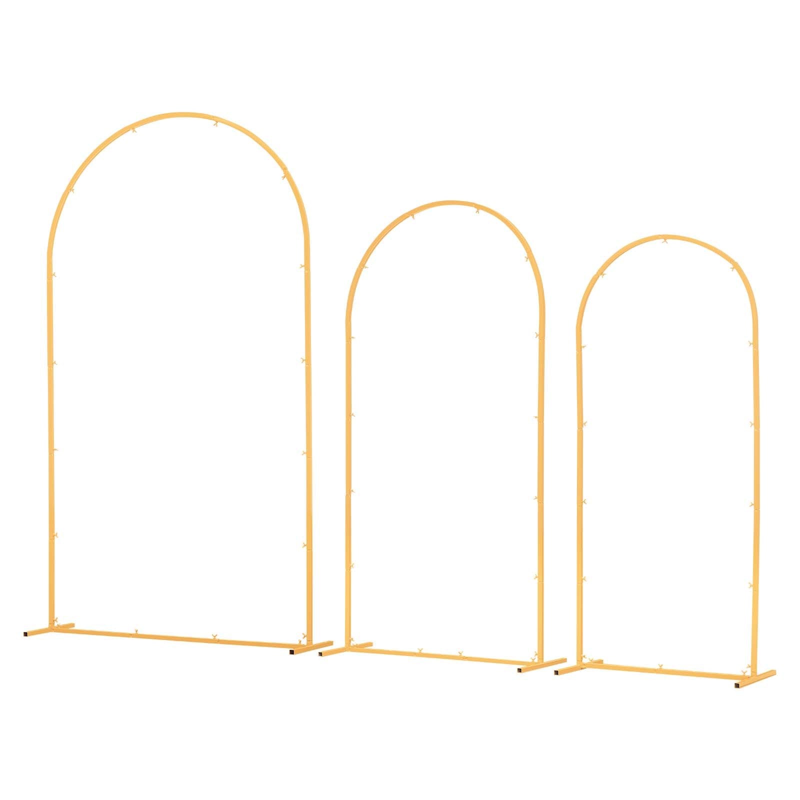 Elegant Gold Metal Arch Backdrop Stand Set of 3 for Weddings, Birthdays, Graduations, Holiday Celebrations & Ceremonies, Easy Assembly
