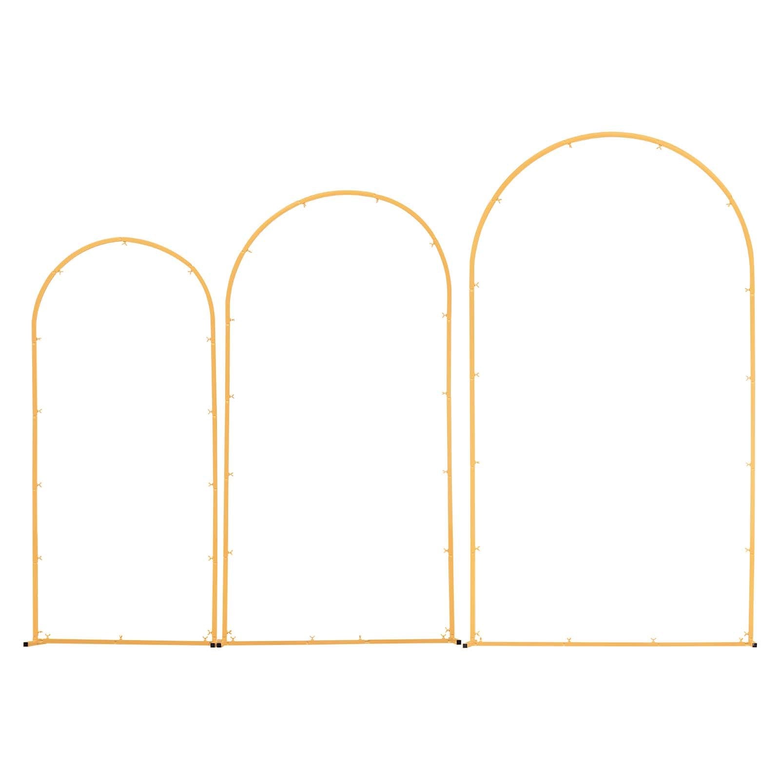 Elegant Gold Metal Arch Backdrop Stand Set of 3 for Weddings, Birthdays, Graduations, Holiday Celebrations & Ceremonies, Easy Assembly