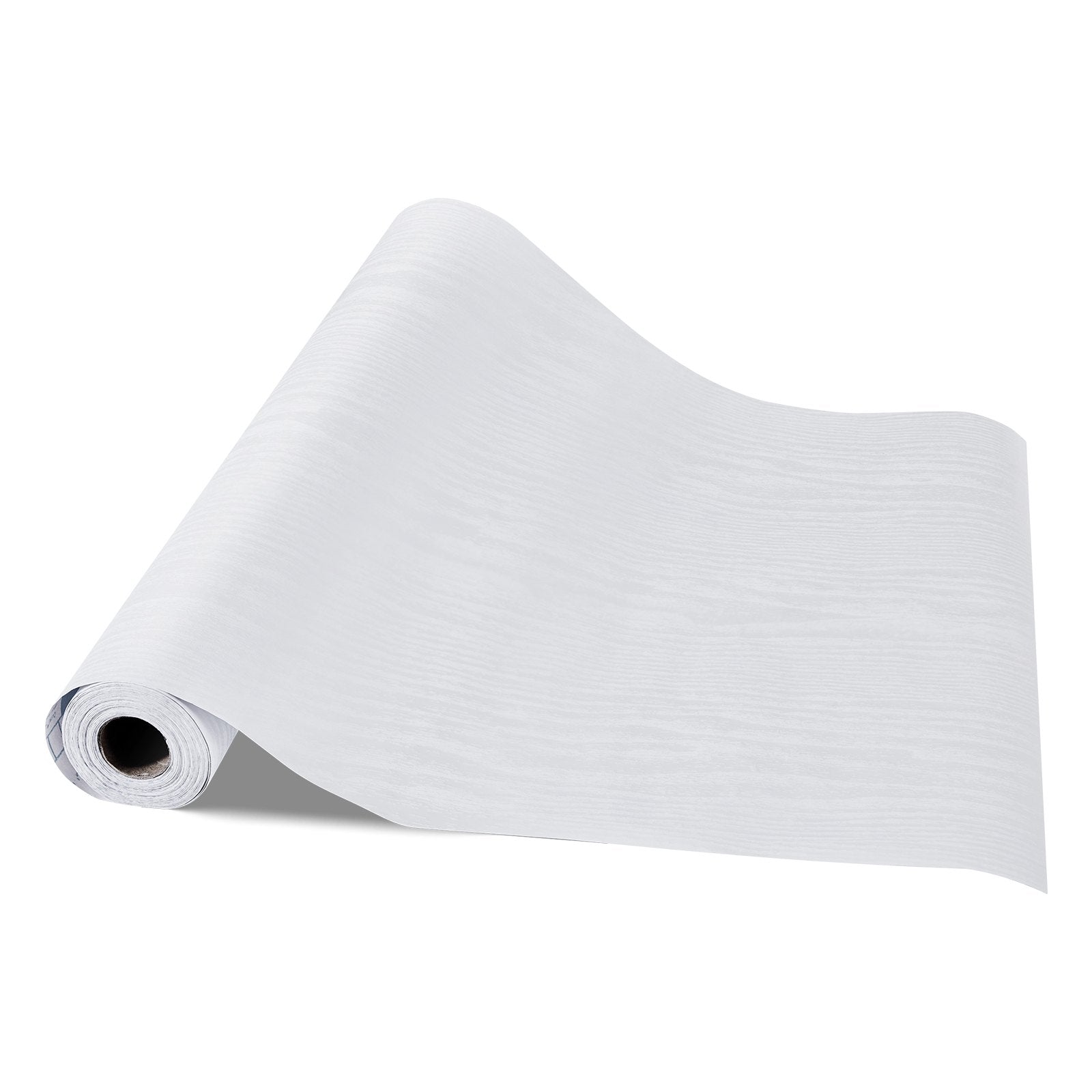 Self-Adhesive White Wood Grain Vinyl Wallpaper Roll, Waterproof & Easy-Clean for Bedroom, Kitchen, Bathroom, Desk, Office Decor