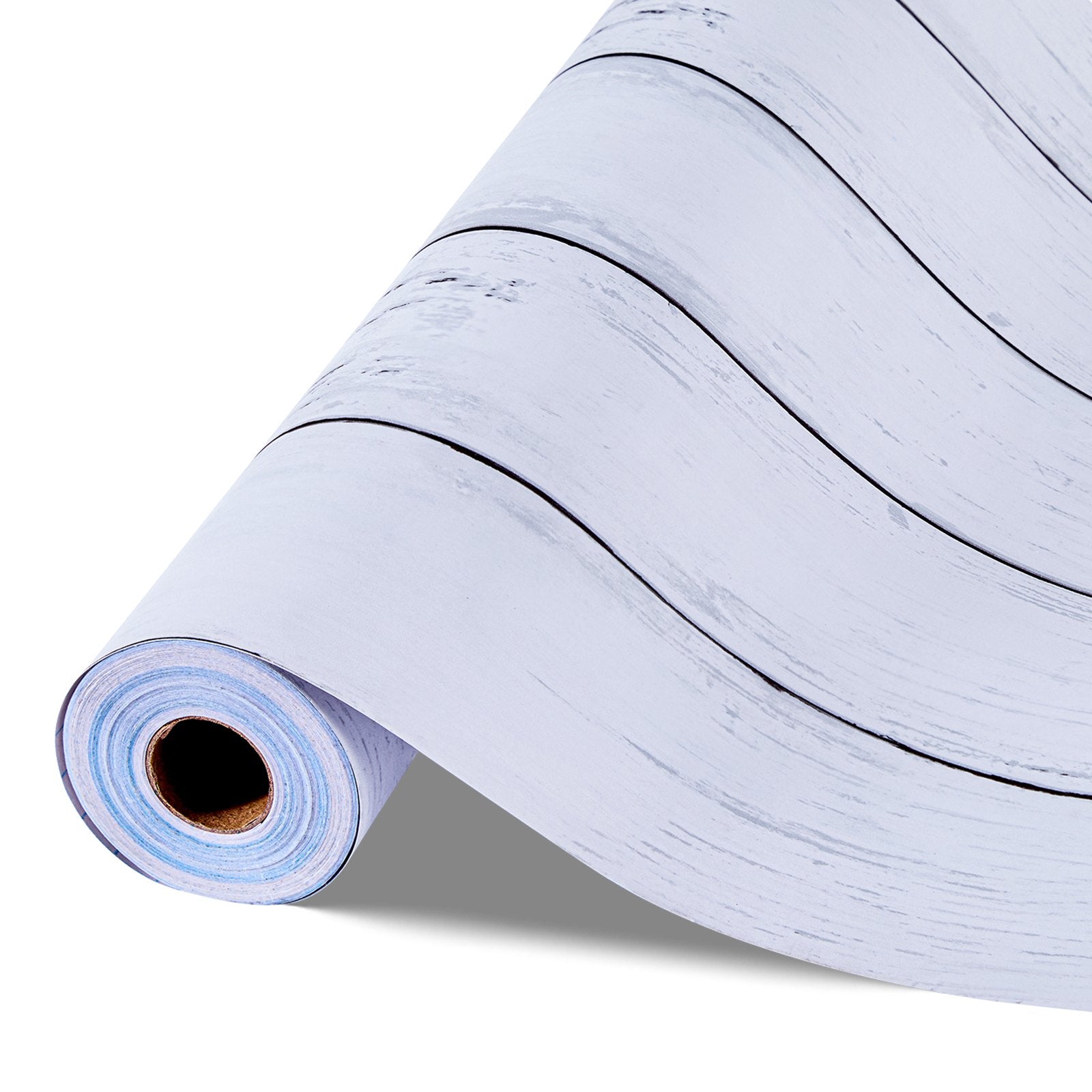 Self-Adhesive White Wood Texture Wallpaper - Waterproof Vinyl Roll for Bedroom, Kitchen, Bathroom, Office, Easy to Clean and Apply, 17.7" x 472.4"