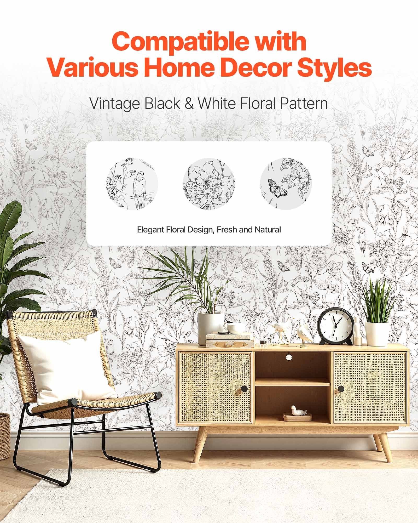 Transform Your Space with Versatile Peel and Stick Wallpaper: White Line Art Botanical Floral Vinyl for Bedrooms, Kitchens, and Bathrooms - Waterproof, Self-Adhesive, and Easy to Clean Decorative Roll
