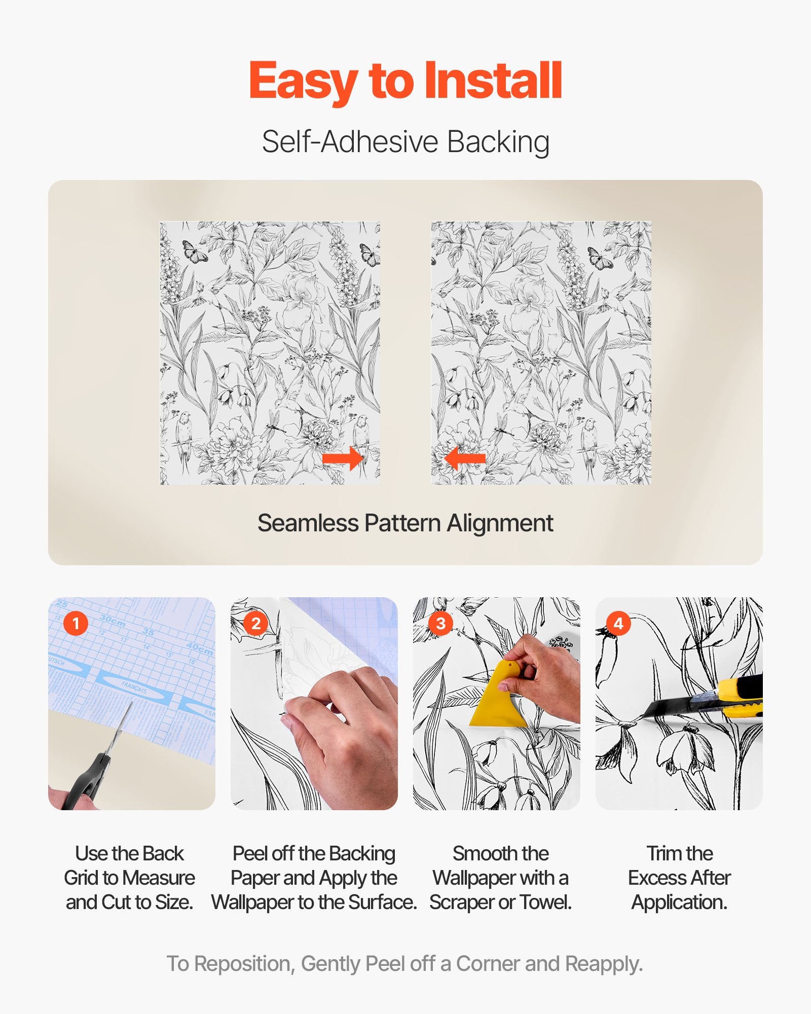 Transform Your Space with Versatile Peel and Stick Wallpaper: White Line Art Botanical Floral Vinyl for Bedrooms, Kitchens, and Bathrooms - Waterproof, Self-Adhesive, and Easy to Clean Decorative Roll