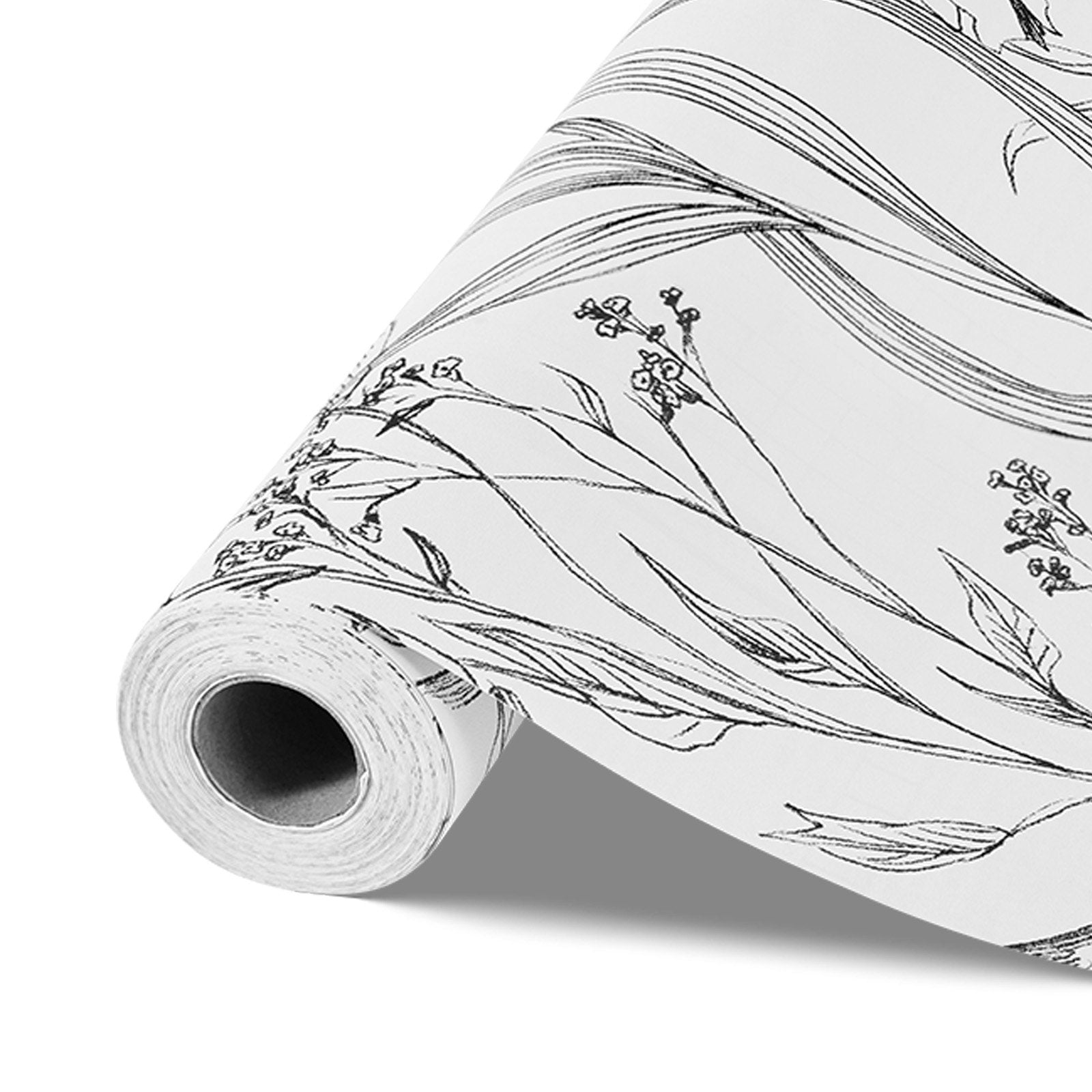 Transform Your Space with Versatile Peel and Stick Wallpaper: White Line Art Botanical Floral Vinyl for Bedrooms, Kitchens, and Bathrooms - Waterproof, Self-Adhesive, and Easy to Clean Decorative Roll
