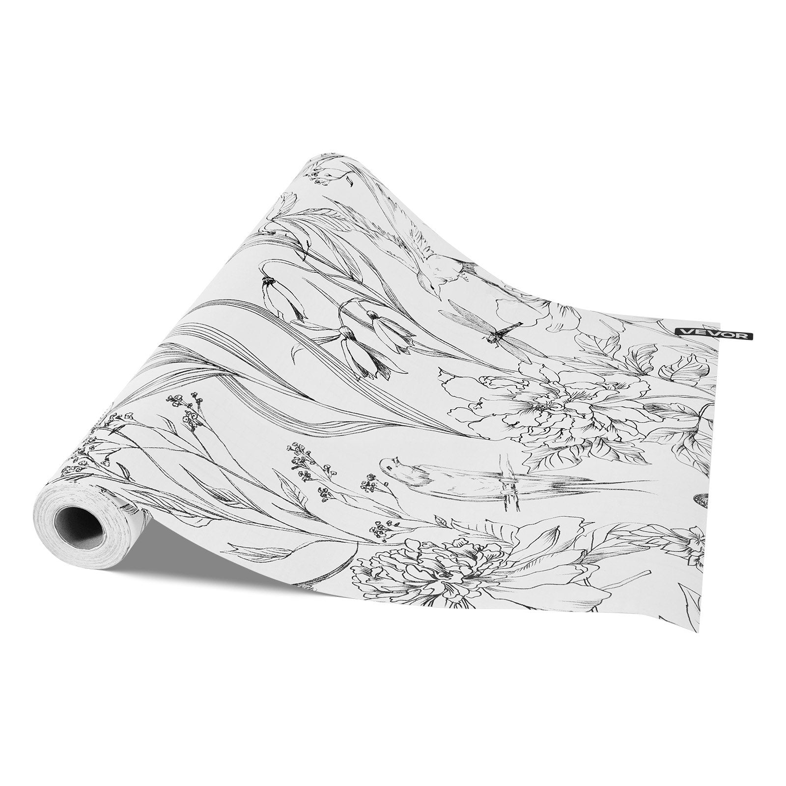 Transform Your Space with Versatile Peel and Stick Wallpaper: White Line Art Botanical Floral Vinyl for Bedrooms, Kitchens, and Bathrooms - Waterproof, Self-Adhesive, and Easy to Clean Decorative Roll