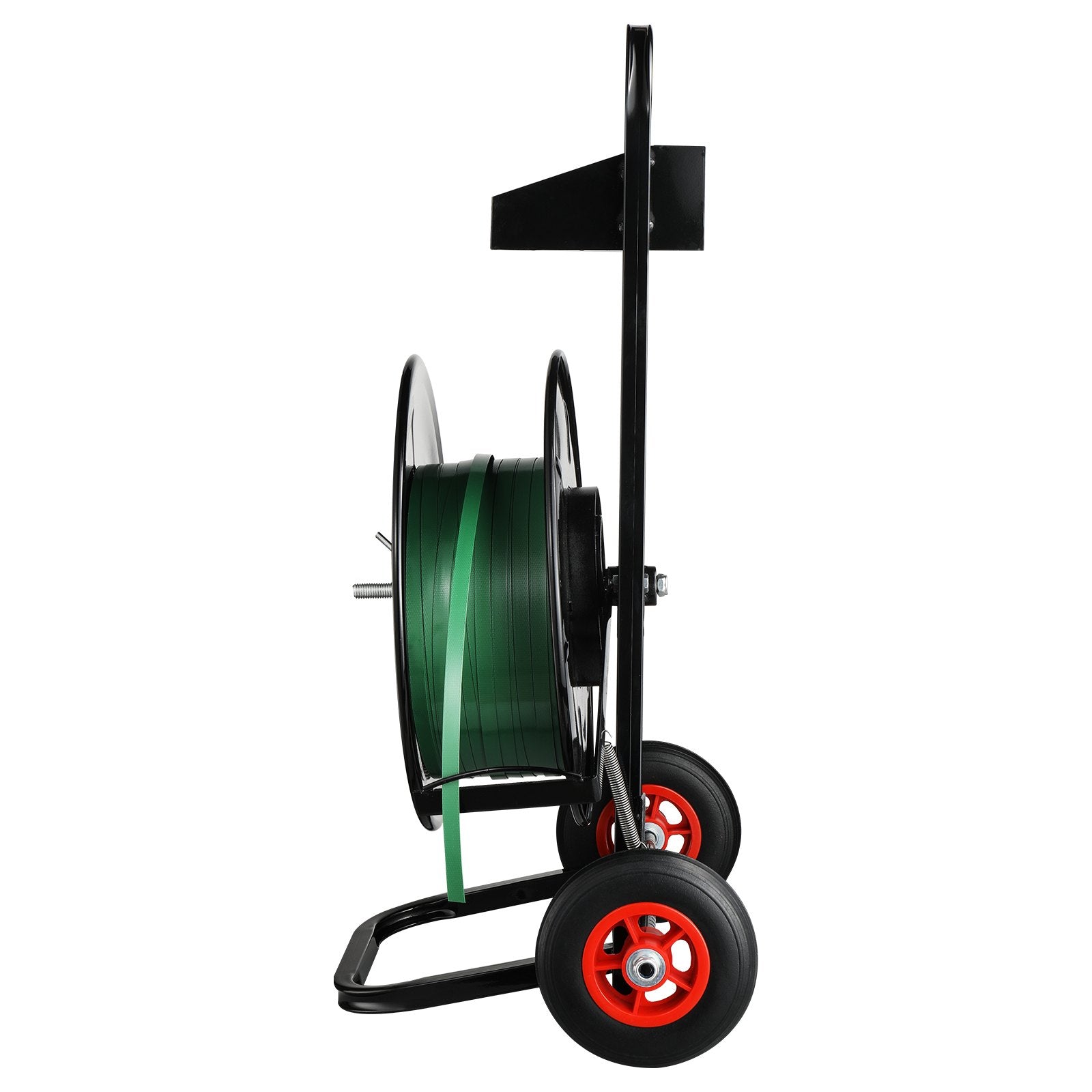 Heavy Duty Strapping Cart for PET/PP/Fiber Coils: 8" Core, Anti-Retreat Pulleys, Enhanced Brake, All-Steel Frame, Large Tool Tray