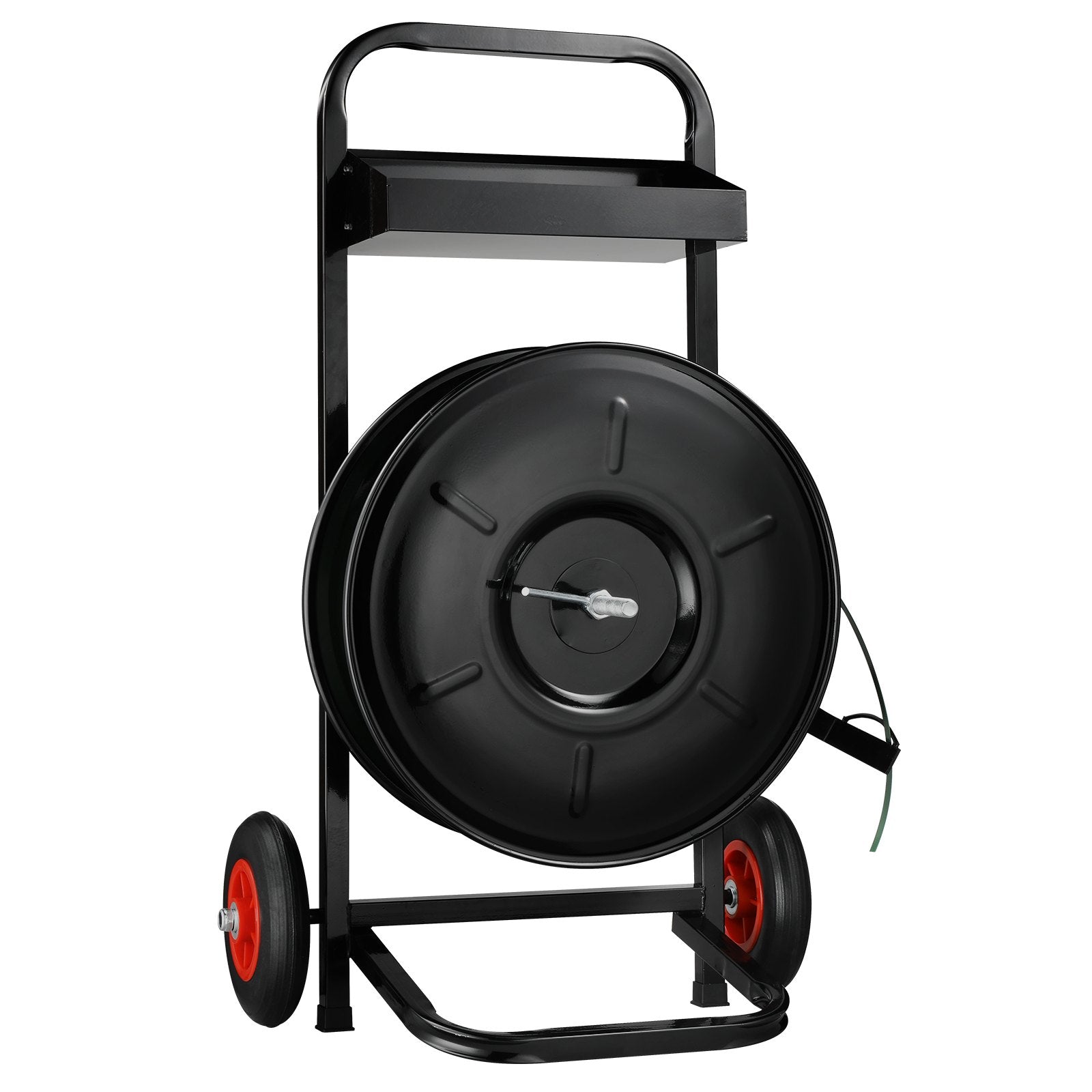Heavy Duty Strapping Cart for PET/PP/Fiber Coils: 8" Core, Anti-Retreat Pulleys, Enhanced Brake, All-Steel Frame, Large Tool Tray