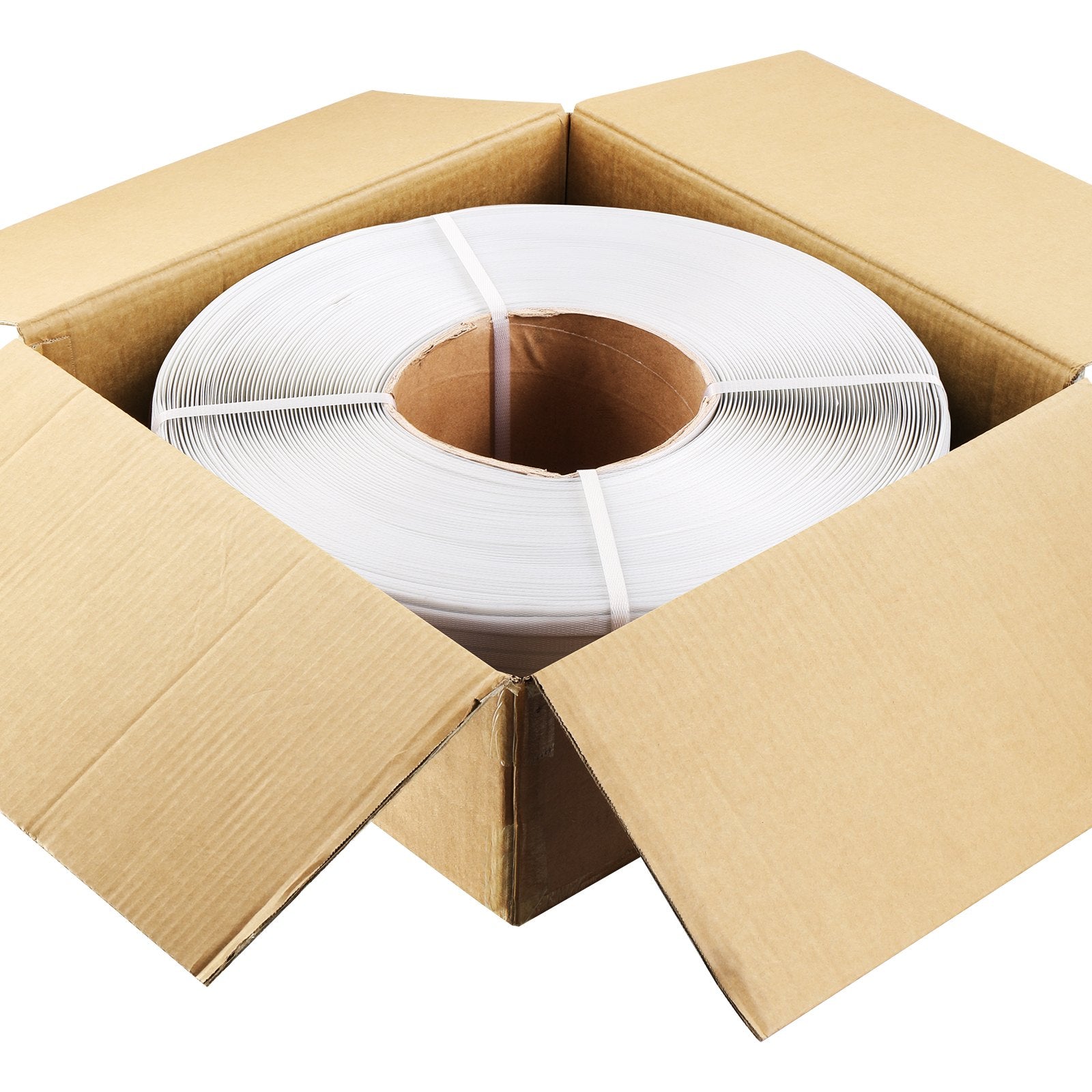Heavy-Duty Polypropylene Strapping Roll: 9900' x 1/2" x 0.03" - 243 lbs Break Strength, Durable White Packing Band for Pallets & Storage