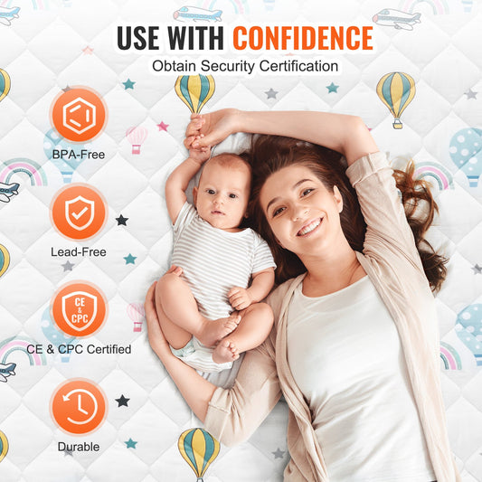 Spacious 50"x50" Non-Slip Baby Play Mat - Soft, Foldable, Waterproof Floor Mat for Tummy Time, Infants & Toddlers, Machine Washable, All Seasons Use