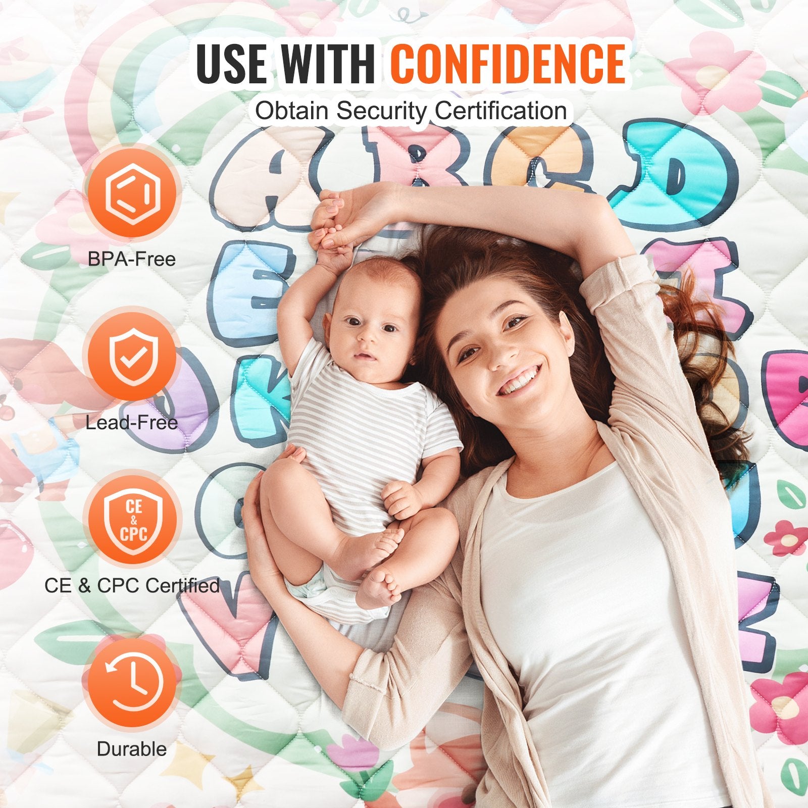 Extra Large Baby Play Mat 71"x79", Non-Slip, Thick, Soft, Foldable, Waterproof, Perfect for Crawling, Infants, Toddlers, Machine Washable Floor Mat