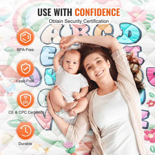 Extra Large Baby Play Mat 71"x79", Non-Slip, Thick, Soft, Foldable, Waterproof, Perfect for Crawling, Infants, Toddlers, Machine Washable Floor Mat