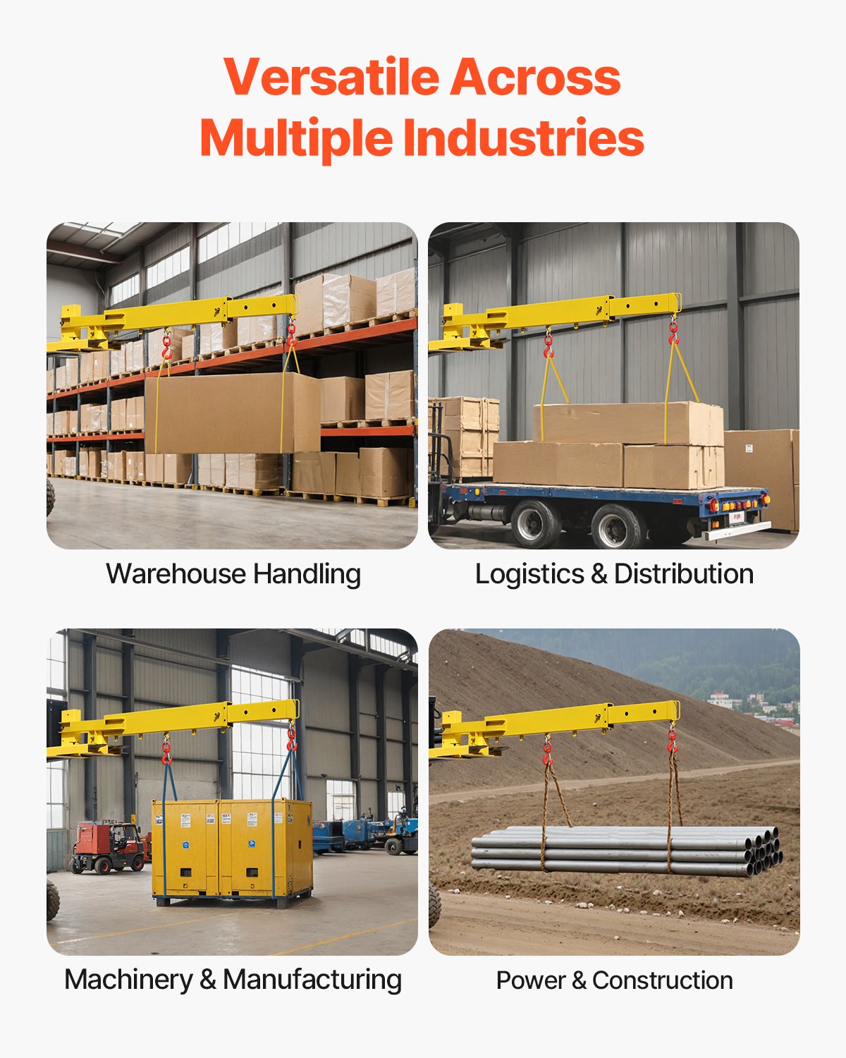 Heavy-Duty Forklift Jib Boom Crane - 6000lbs Capacity, Manual Telescoping Boom Extends 56.1", Mobile Crane Attachment with 2 Hooks, Adjustable for Warehouses and Factories