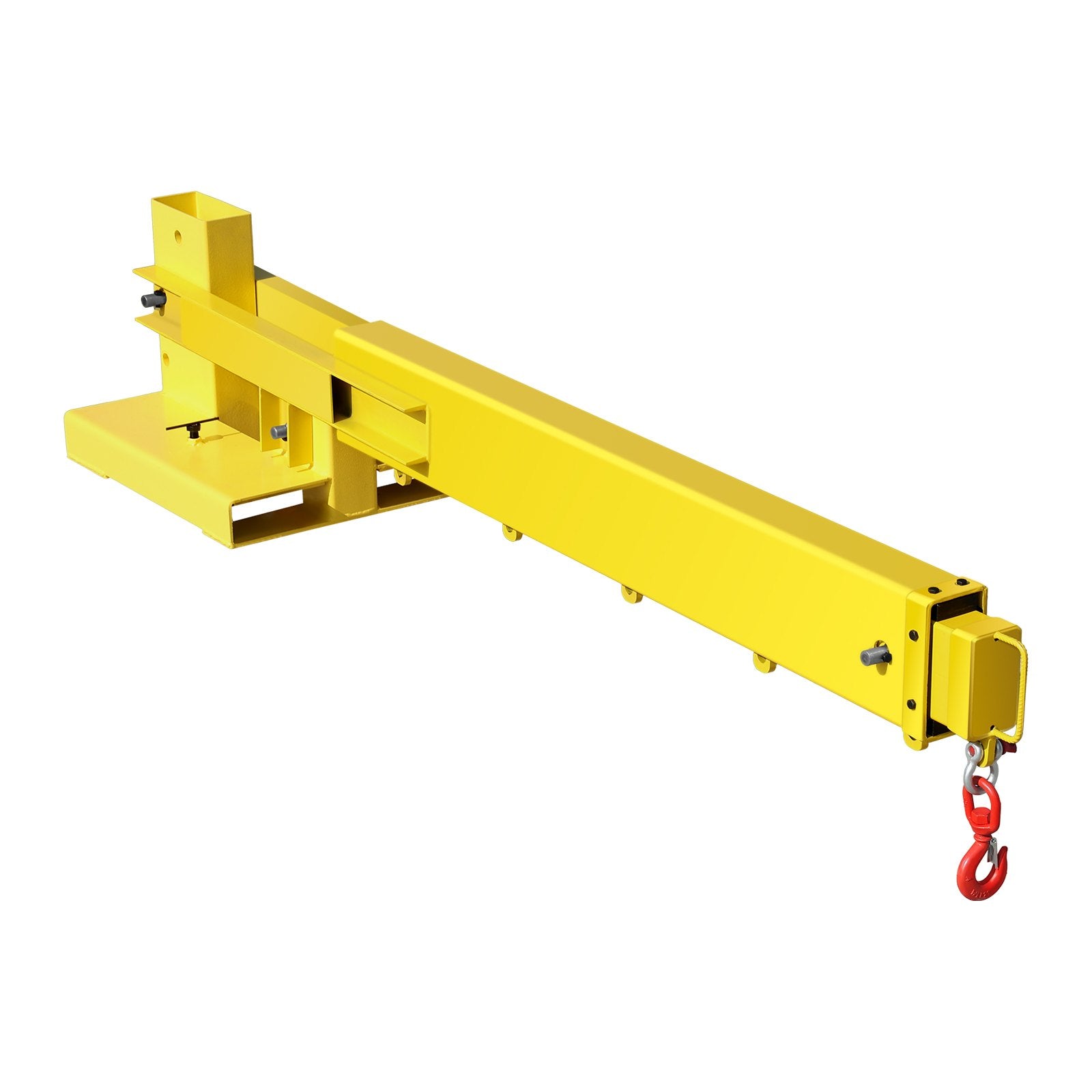 Heavy-Duty Forklift Jib Boom Crane - 6000lbs Capacity, Manual Telescoping Boom Extends 56.1", Mobile Crane Attachment with 2 Hooks, Adjustable for Warehouses and Factories