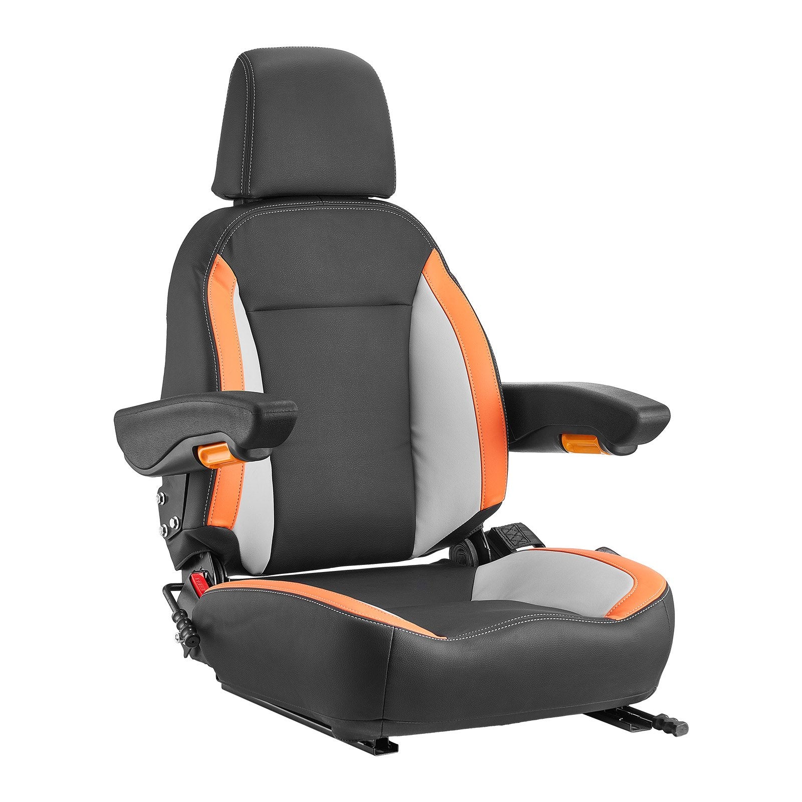 Universal Tractor & Forklift Seat with Adjustable Backrest, Armrest, Headrest & Safety Belt - Ergonomic, Secure, Versatile for Lawnmower, Skid Loader, Bulldozer