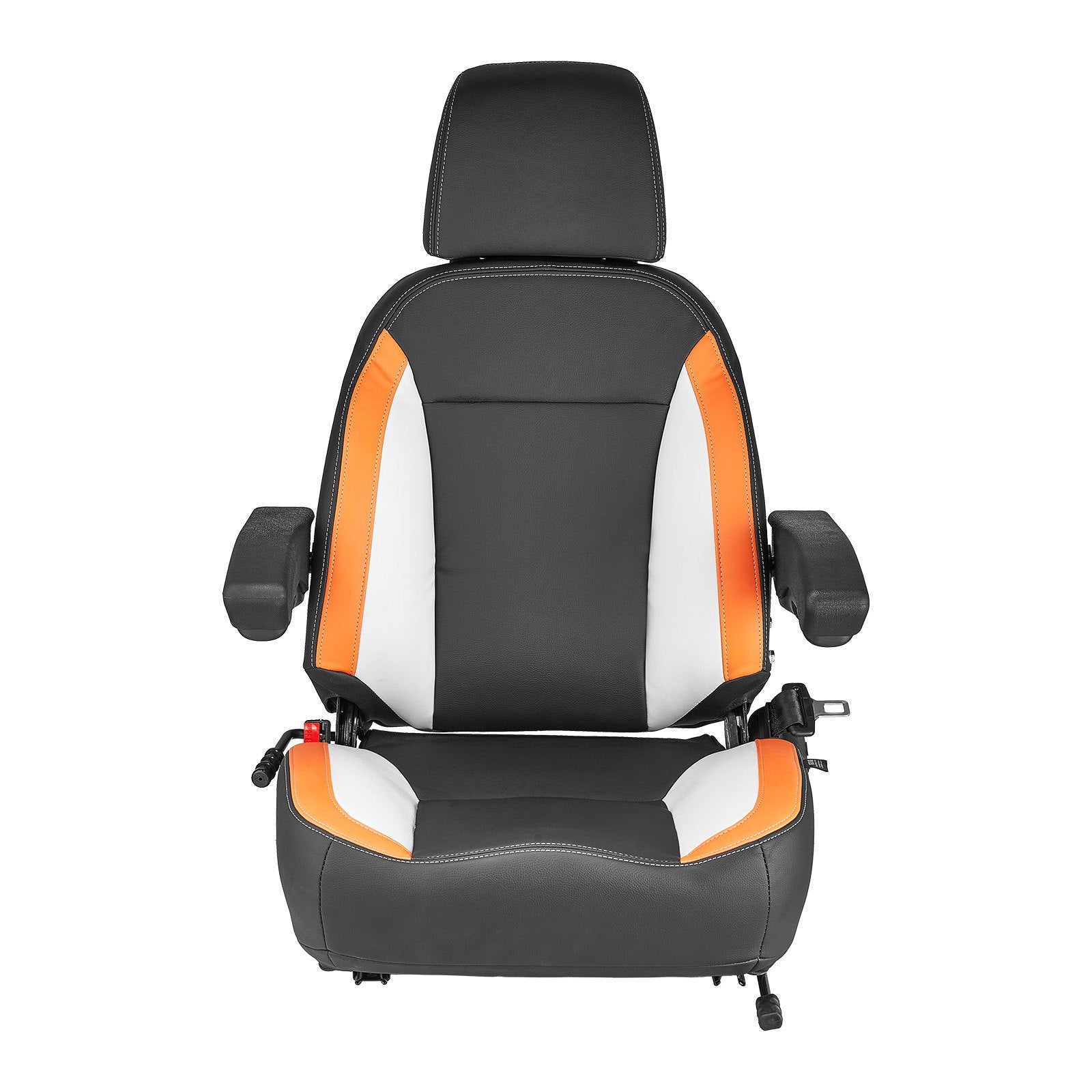 Universal Tractor & Forklift Seat with Adjustable Backrest, Armrest, Headrest & Safety Belt - Ergonomic, Secure, Versatile for Lawnmower, Skid Loader, Bulldozer
