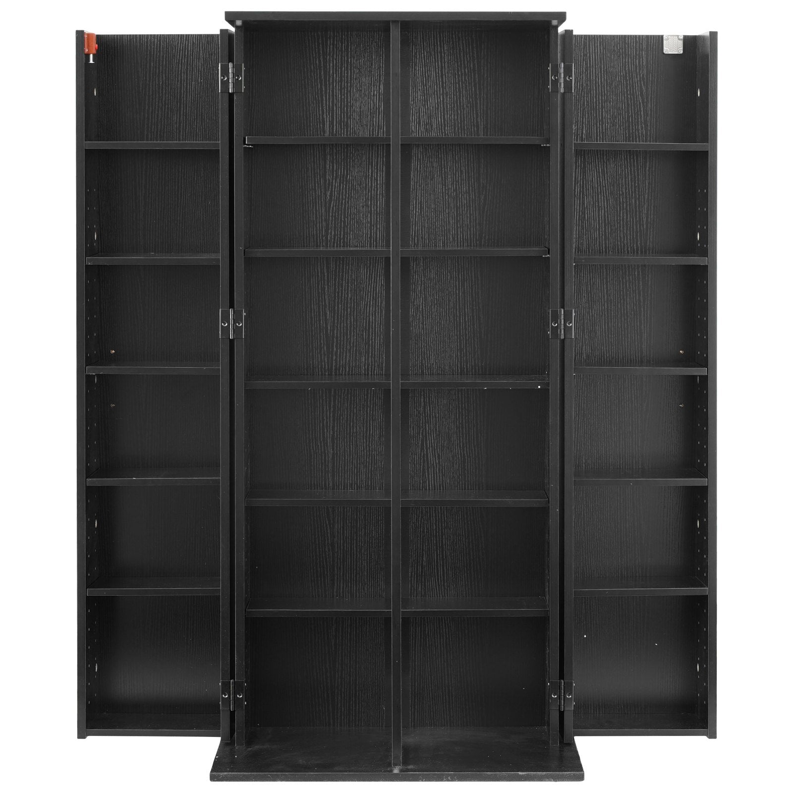 6-Tier Media Storage Cabinet: Black Multimedia Shelf Organizer for CDs, DVDs, Books & Games, Ideal for Living Room & Home Office, 50" Tall