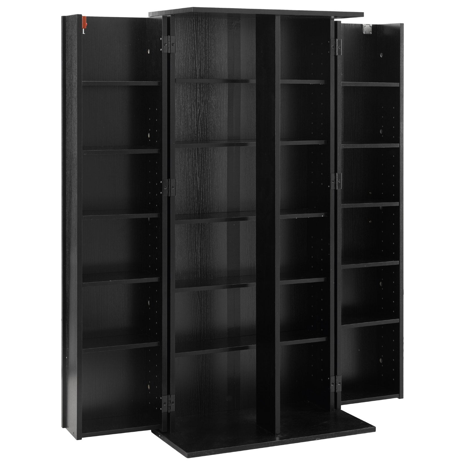 6-Tier Media Storage Cabinet: Black Multimedia Shelf Organizer for CDs, DVDs, Books & Games, Ideal for Living Room & Home Office, 50" Tall