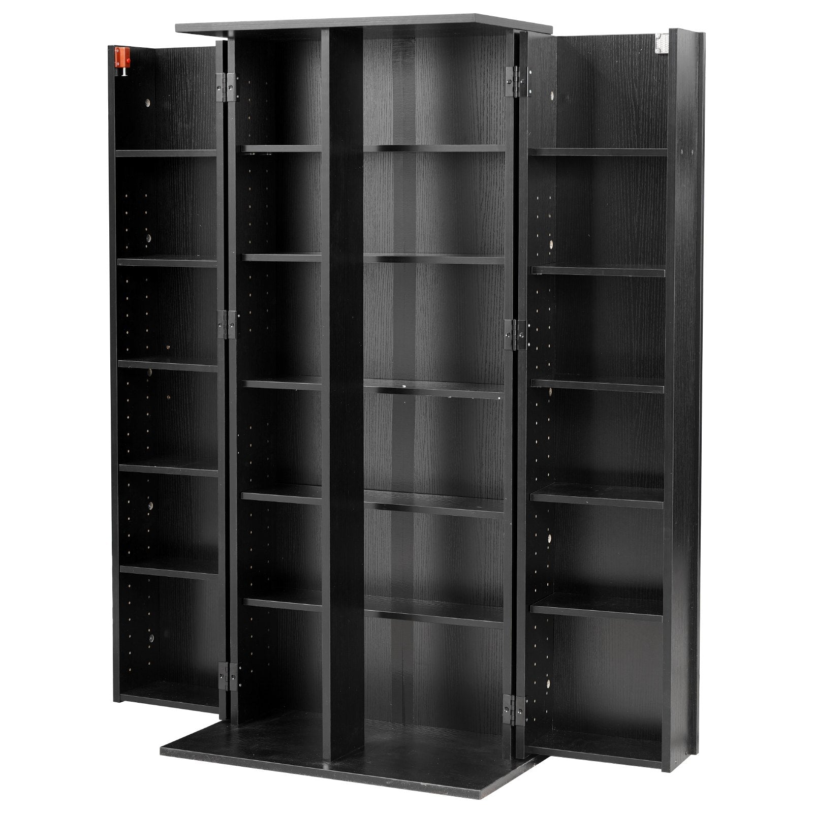 6-Tier Media Storage Cabinet: Black Multimedia Shelf Organizer for CDs, DVDs, Books & Games, Ideal for Living Room & Home Office, 50" Tall