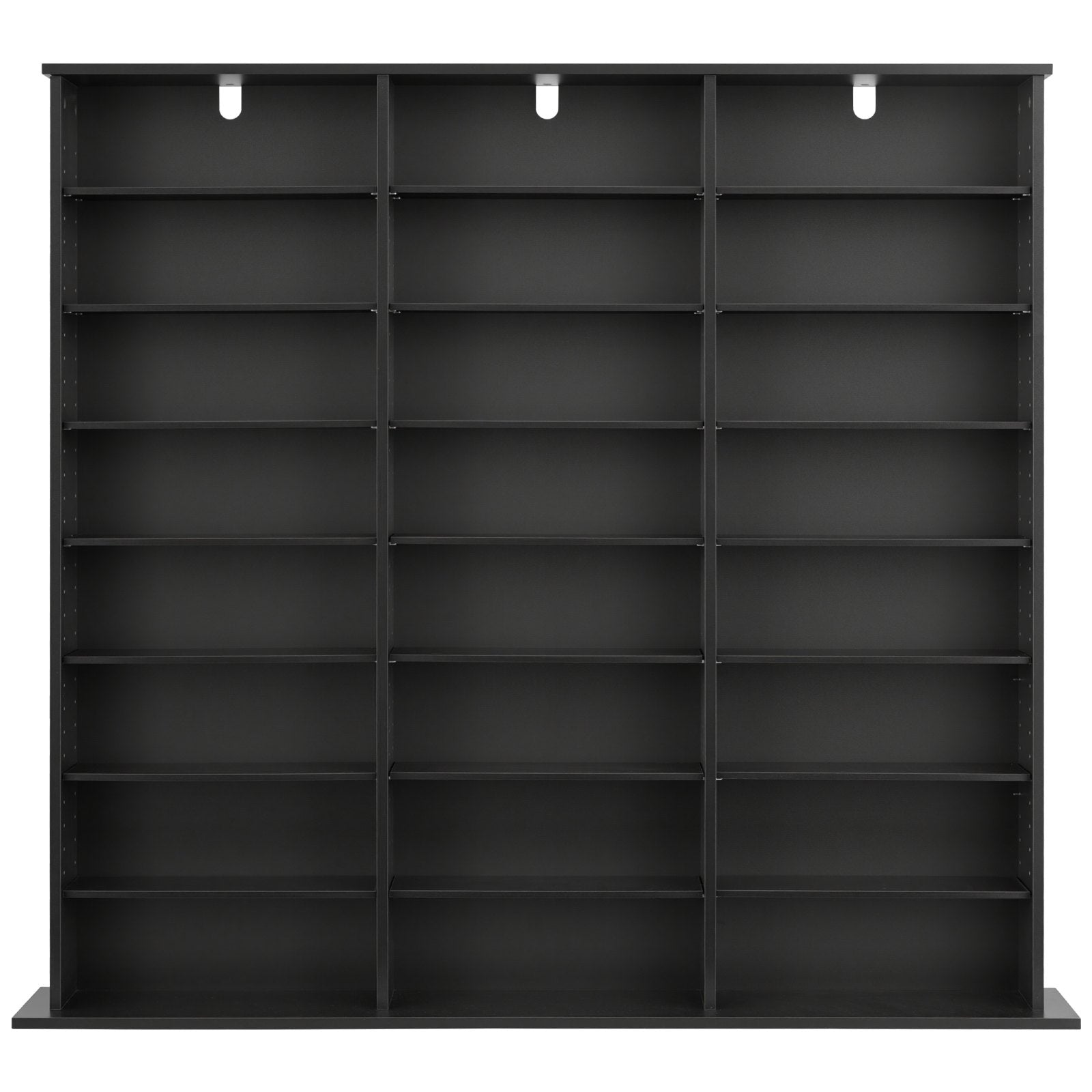 8-Tier Media Storage Cabinet for CDs, DVDs, Books & Games - Black Multimedia Organizer for Living Room, Home Office, Recording Room, Efficient & Versatile Storage Solution