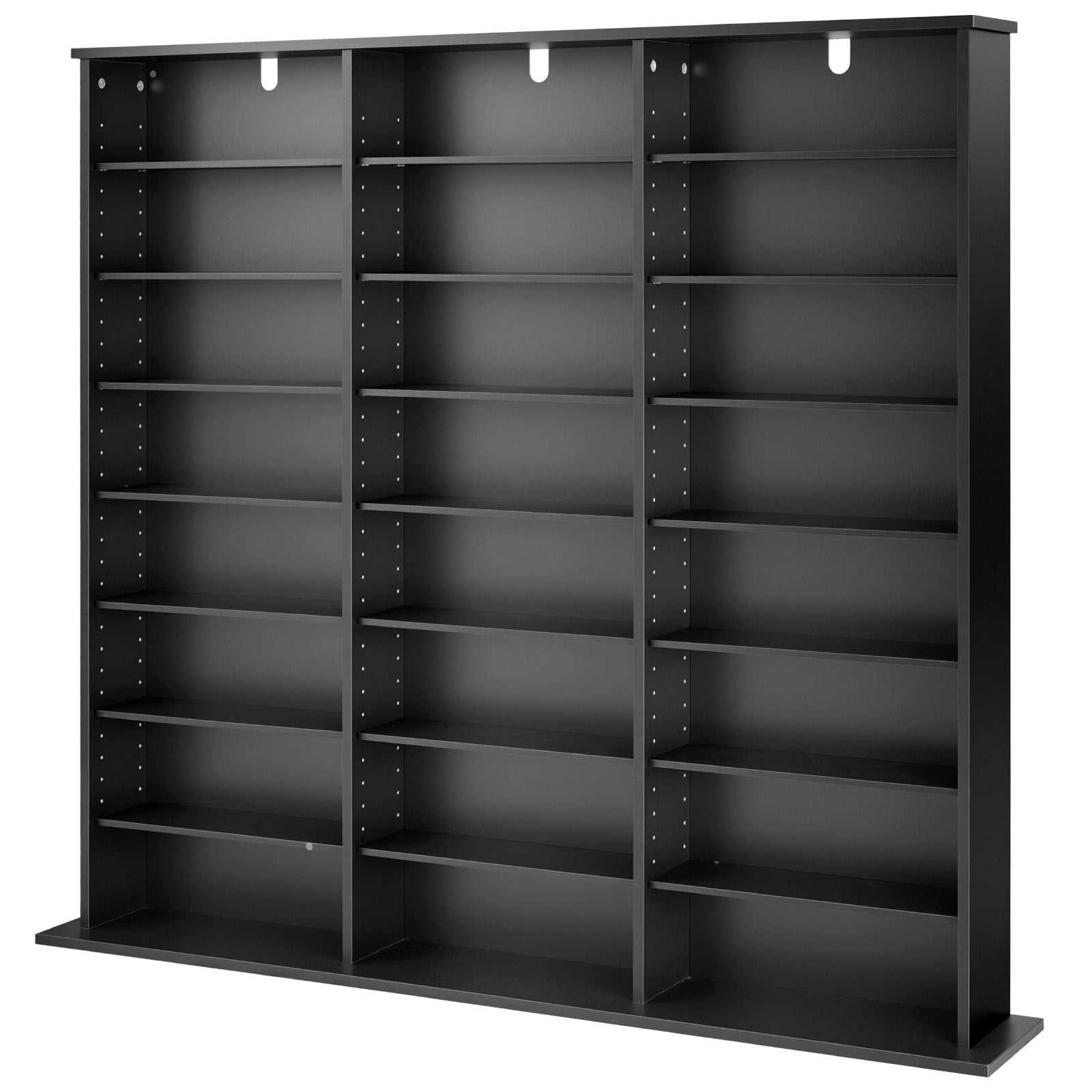 8-Tier Media Storage Cabinet for CDs, DVDs, Books & Games - Black Multimedia Organizer for Living Room, Home Office, Recording Room, Efficient & Versatile Storage Solution