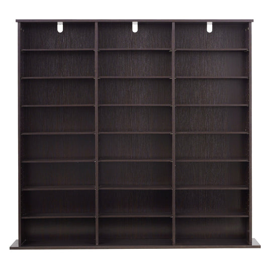 8-Tier Multimedia Storage Cabinet for CDs, DVDs, Books & Games – Versatile Organizer for Living Room, Home Office, Recording Studio, Brown