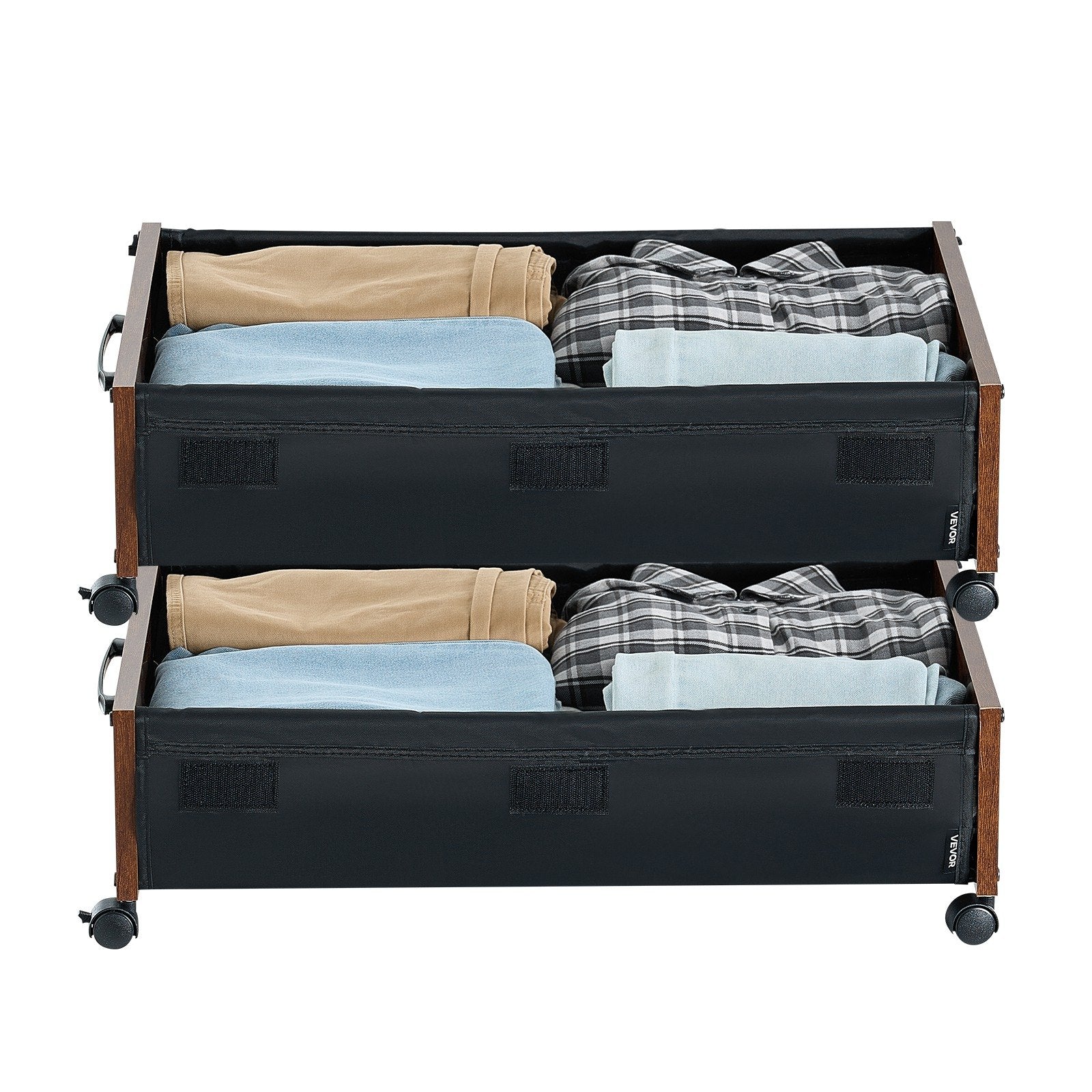 Rolling Under Bed Storage Bins with Lockable Wheels, 25.6 x 18.1 x 7.1 inch Containers for Shoes, Clothes, Blankets - Space-Saving Organizer, 2 Pack