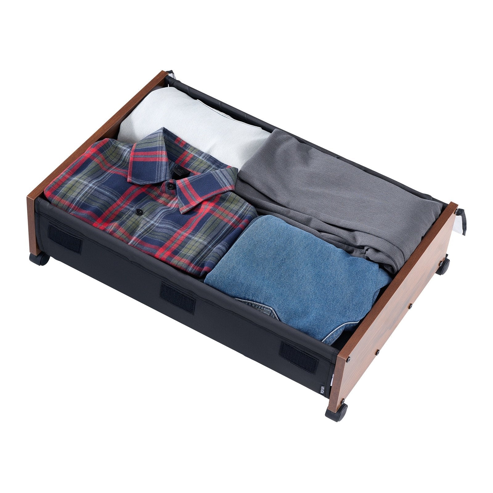 Rolling Under Bed Storage Bins with Lockable Wheels, 25.6 x 18.1 x 7.1 inch Containers for Shoes, Clothes, Blankets - Space-Saving Organizer, 2 Pack