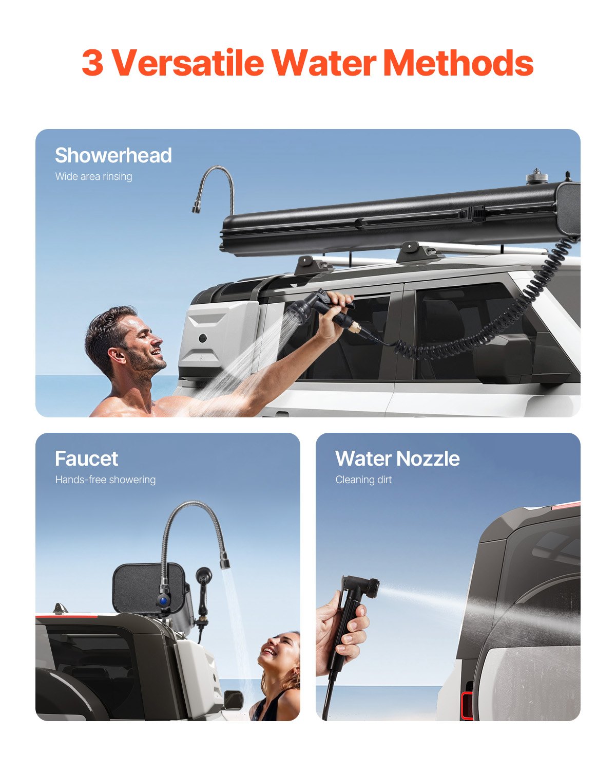 Robust 7 Gal Roof Rack Water Tank: Multi-Dispensing, High-Capacity Aluminum with Splash-Guard, T-Slot, Pressurization for Outdoor Adventures