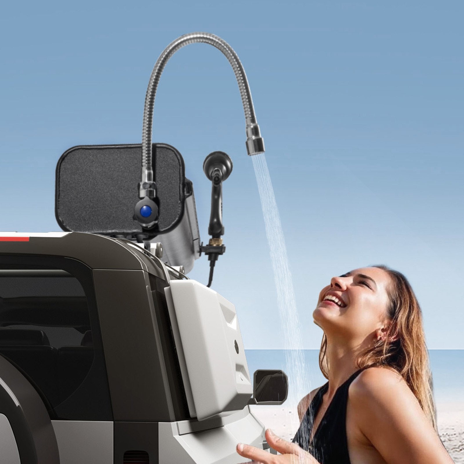 Robust 7 Gal Roof Rack Water Tank: Multi-Dispensing, High-Capacity Aluminum with Splash-Guard, T-Slot, Pressurization for Outdoor Adventures