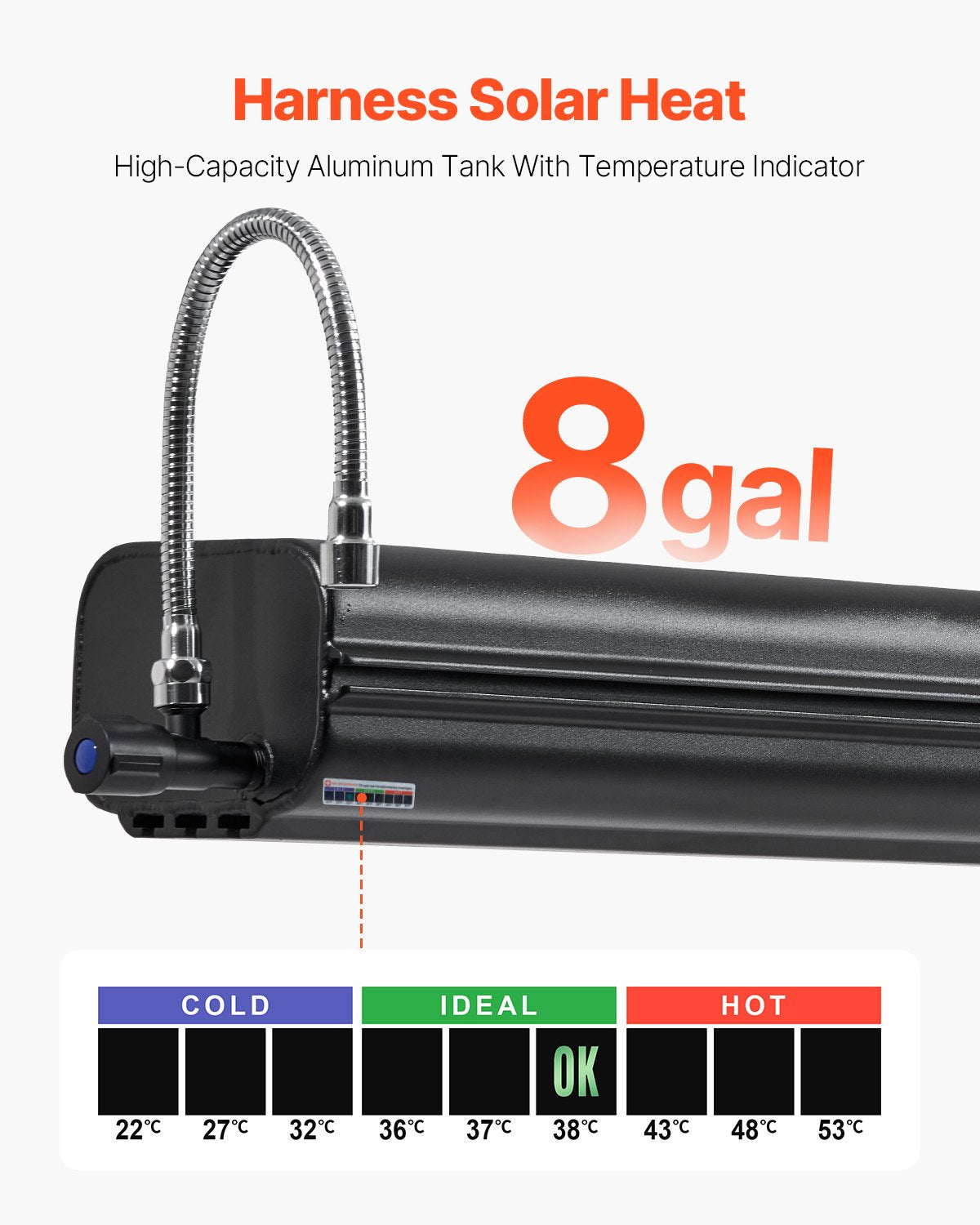 High-Capacity 8 Gallon Roof Rack Water Tank with Multi-Dispensing System, Splash-Guard Panels, T-slot, and Pressurization Port for Outdoor Adventures, Trunks, Roll Bars, and Crossbars