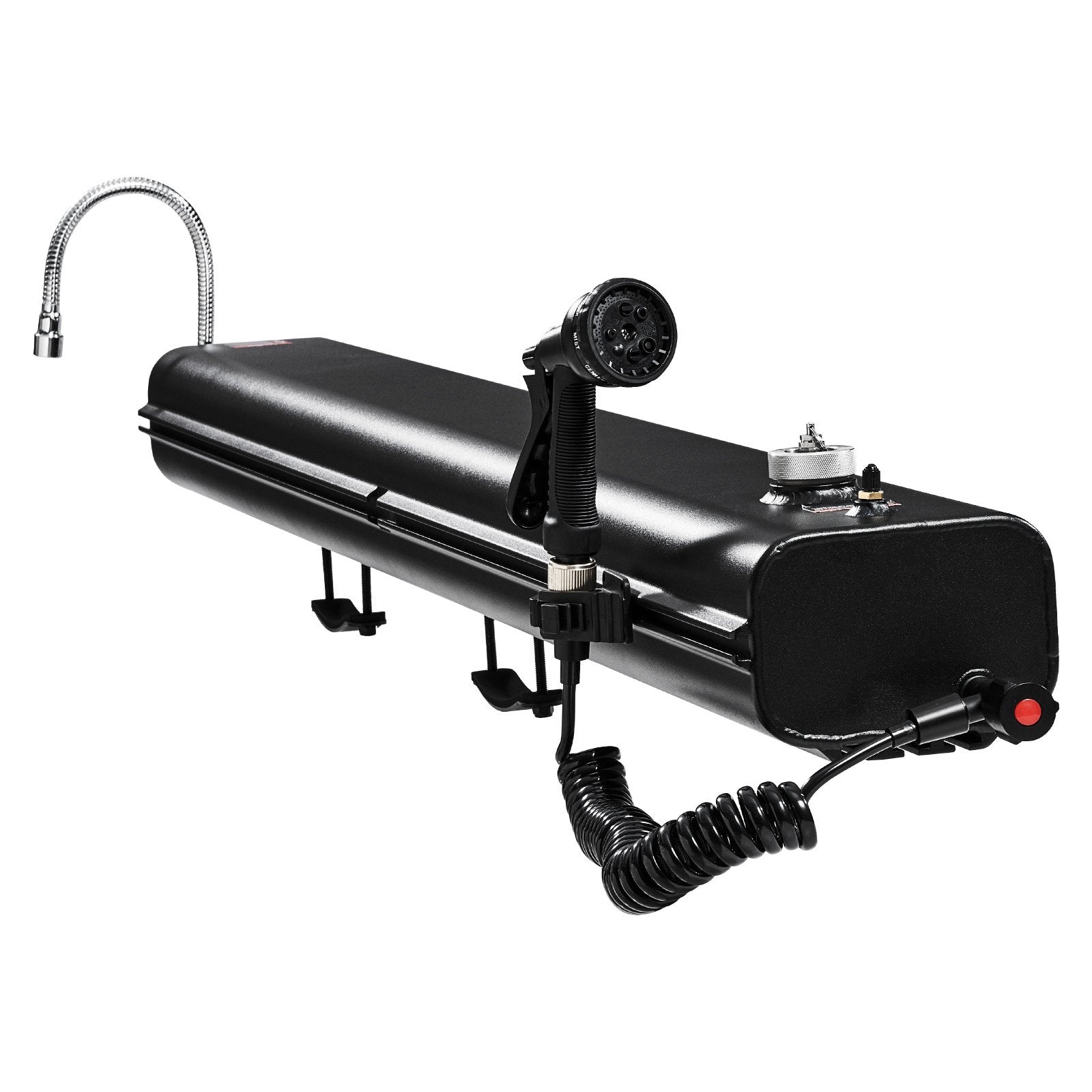 High-Capacity 8 Gallon Roof Rack Water Tank with Multi-Dispensing System, Splash-Guard Panels, T-slot, and Pressurization Port for Outdoor Adventures, Trunks, Roll Bars, and Crossbars