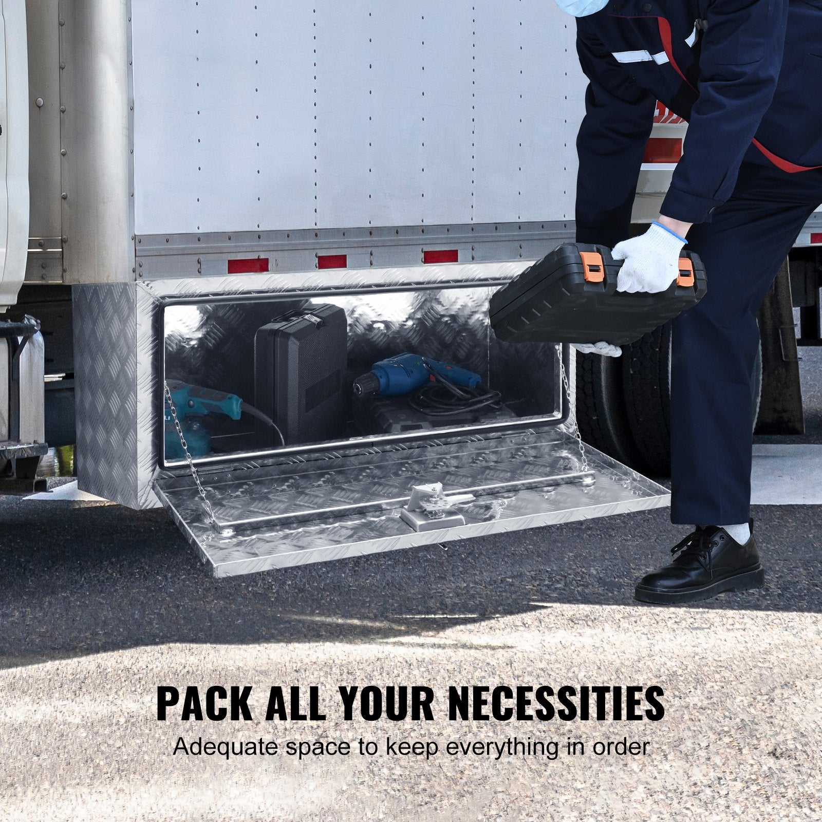 Robust Aluminum Underbody Truck Box 36"x17"x18" with Secure Lock, Waterproof T-Handle Latch for Trucks, Vans, Trailers, Weatherproof Storage Solution