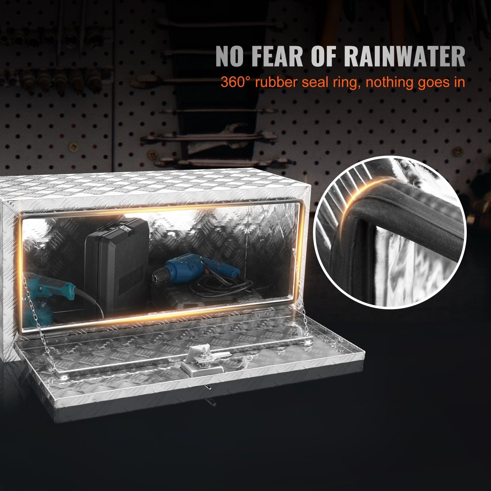 Robust Aluminum Underbody Truck Box 36"x17"x18" with Secure Lock, Waterproof T-Handle Latch for Trucks, Vans, Trailers, Weatherproof Storage Solution